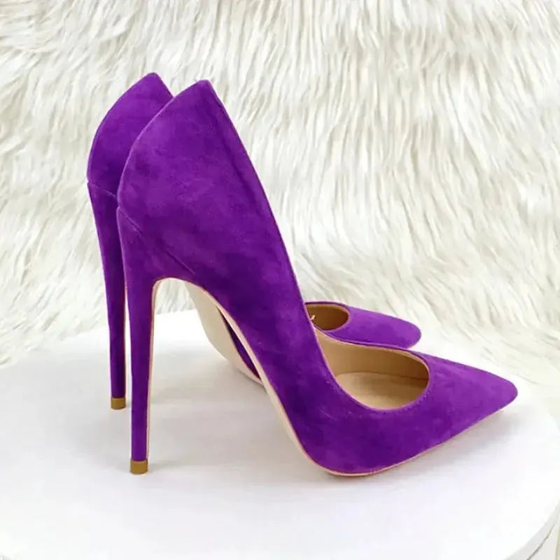 Purple Suede High Heels Stiletto Shoes-0