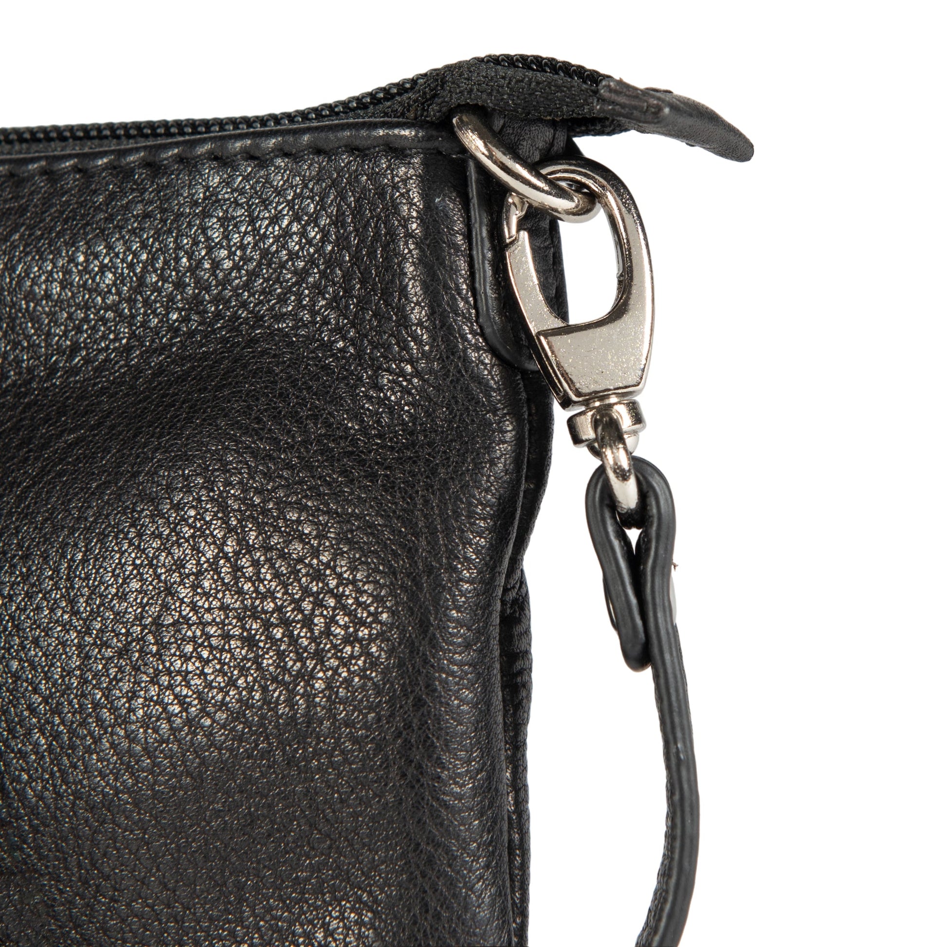 K0013AB | Tracollina Donna in Vera Pelle pieno fiore, con leggera grana. Tracolla removibile. Accessori Nickel Lucido. Colore Nero. Dimensioni: cm 20 x 10,5 x 2. Confezione: Sacchetto Tnt-1