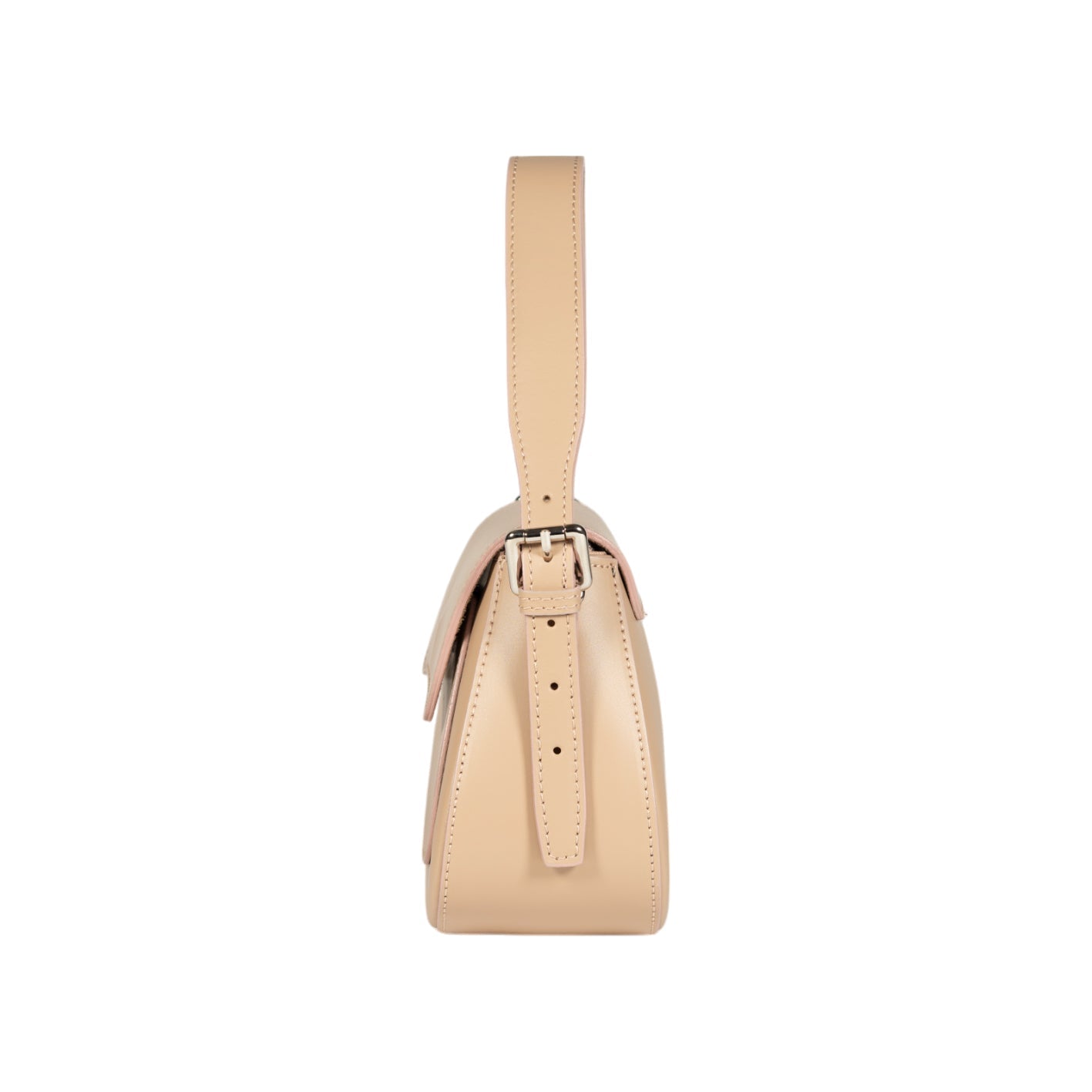 RB1030AL | Borsa Donna a Spalla EMMA con pattina in Vera Pelle Made in Italy. Accessori in metallo Argento Lucido - Colore Beige - Dimensioni: cm 24 x 18 x 9 + 14,5 (Luce manico)-3