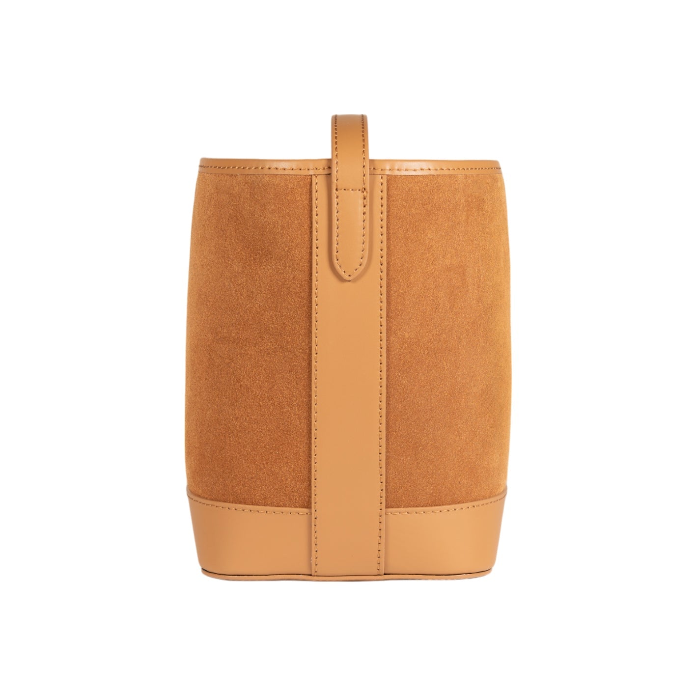 RB1031CQ  | Borsa Donna a Secchiello BRENDA in Vera Pelle Made in Italy. Accessori in metallo Oro Lucido - Colore Cuoio - Dimensioni: cm 25 x 23,5 x 17-3