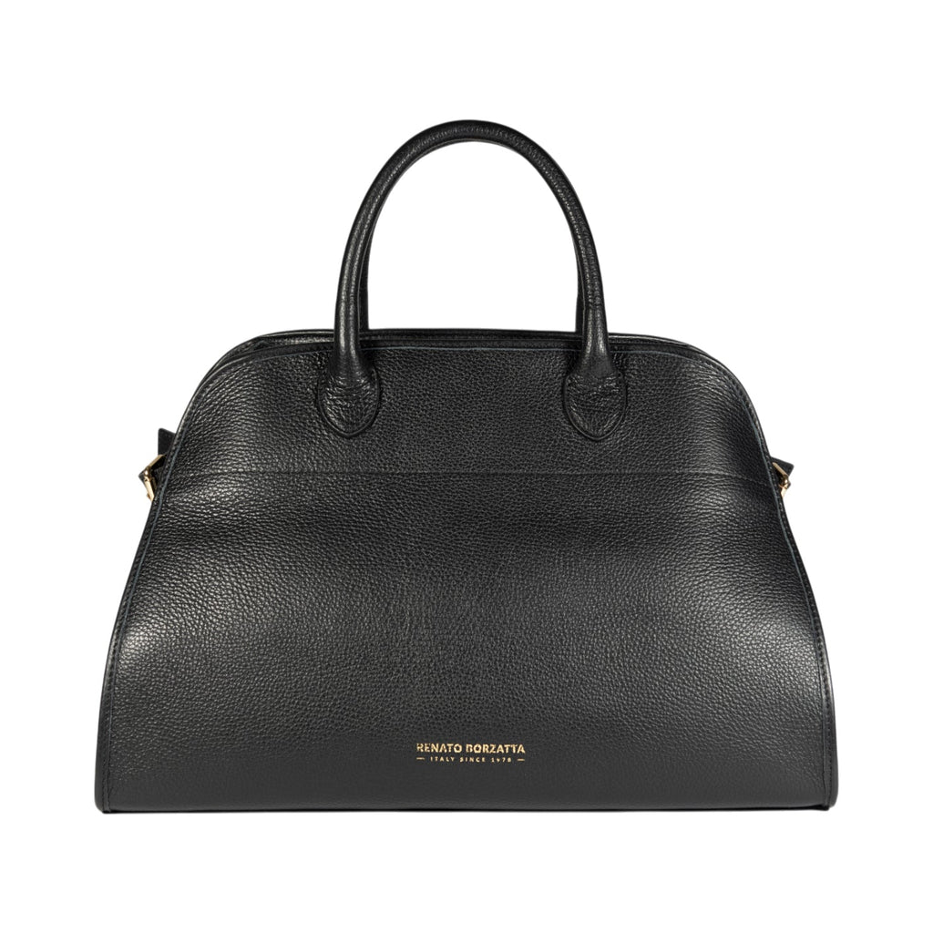 RB1032A | Borsa a Mano Donna FRIDA in Vera Pelle Made in Italy. Accessori in metallo Oro Lucido - Colore Nero - Dimensioni: cm 43 x 29 x 24 + 12 (Luce manici)-0