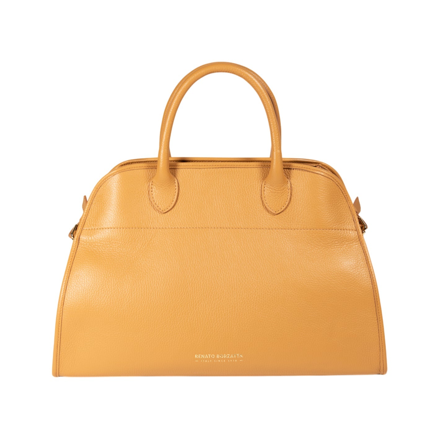 RB1032CQ | Borsa a Mano Donna FRIDA in Vera Pelle Made in Italy. Accessori in metallo Oro Lucido - Colore Cuoio - Dimensioni: cm 43 x 29 x 24 + 12 (Luce manici)-0