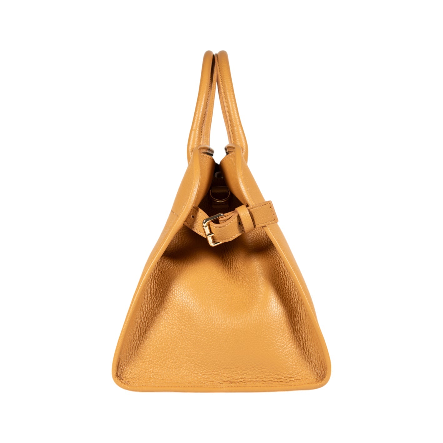 RB1032CQ | Borsa a Mano Donna FRIDA in Vera Pelle Made in Italy. Accessori in metallo Oro Lucido - Colore Cuoio - Dimensioni: cm 43 x 29 x 24 + 12 (Luce manici)-2