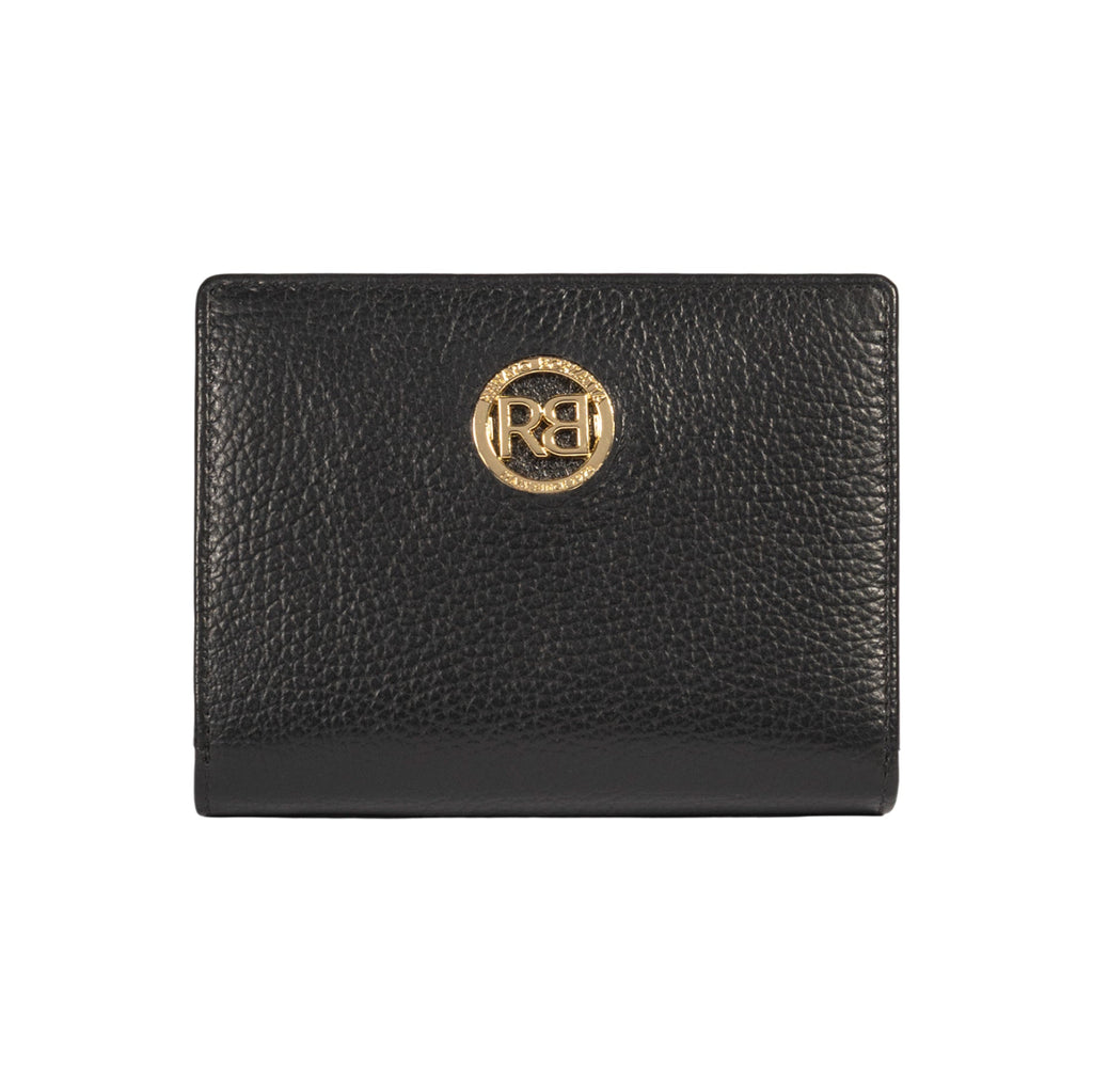 RB1080GA | Women's Wallet Made in Italy in Genuine Dollar Grain Leather. Color: Black. Dimensions (closed): 13 x 9 x 2.5 cm-0