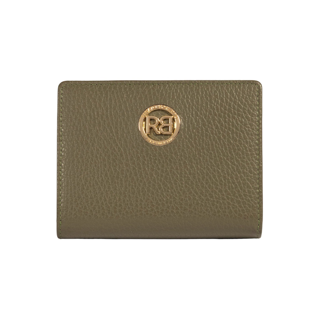 RB1080GAG | Women's Wallet Made in Italy in Genuine Dollar Grain Leather. Olive Green Color. Dimensions (closed): 13 x 9 x 2.5 cm-0