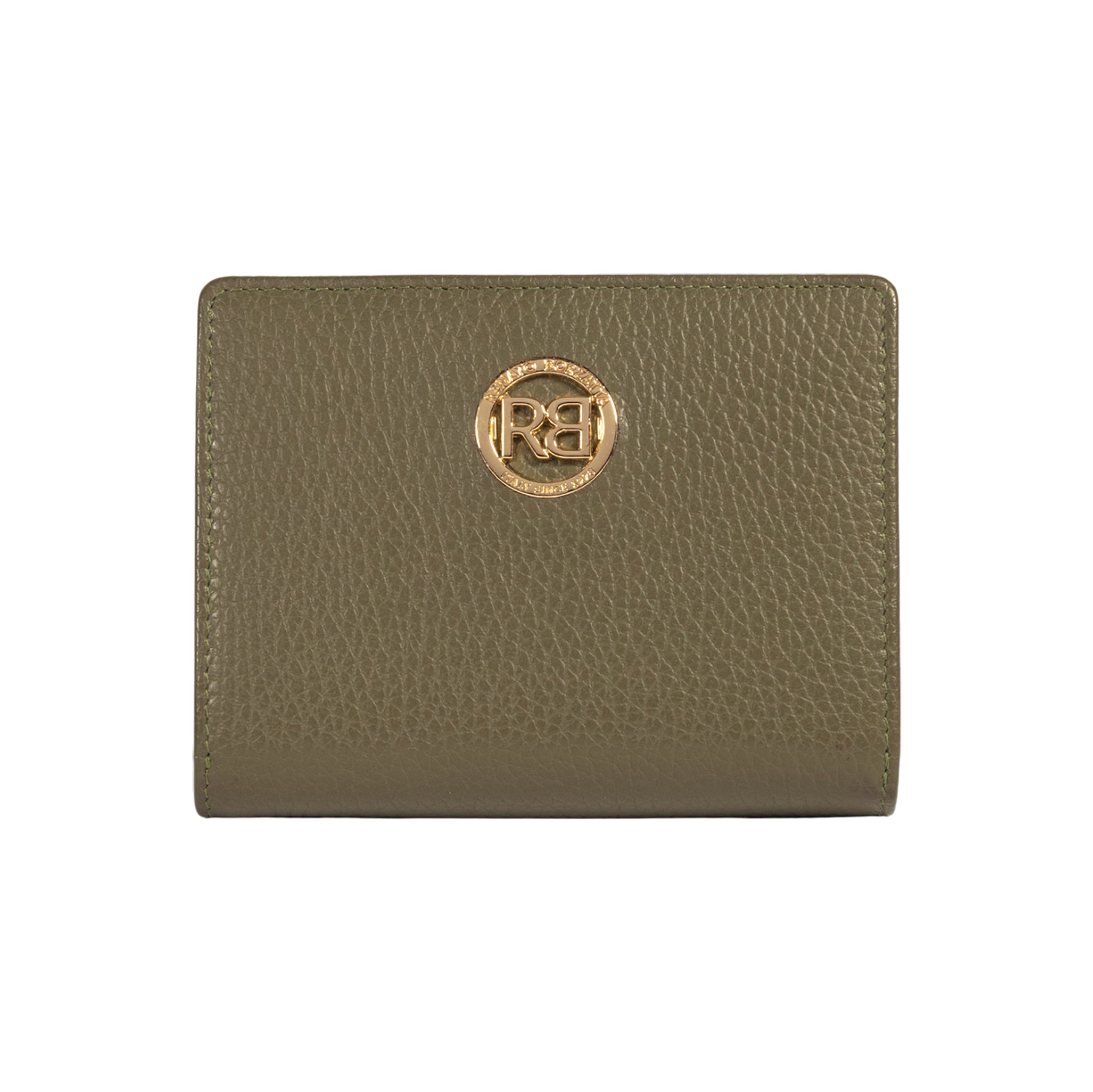 RB1080GAG | Women's Wallet Made in Italy in Genuine Dollar Grain Leather. Olive Green Color. Dimensions (closed): 13 x 9 x 2.5 cm-0