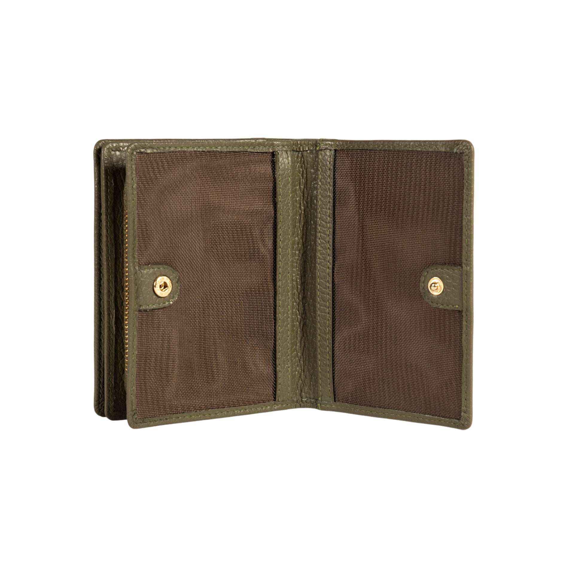 RB1080GAG | Women's Wallet Made in Italy in Genuine Dollar Grain Leather. Olive Green Color. Dimensions (closed): 13 x 9 x 2.5 cm-2