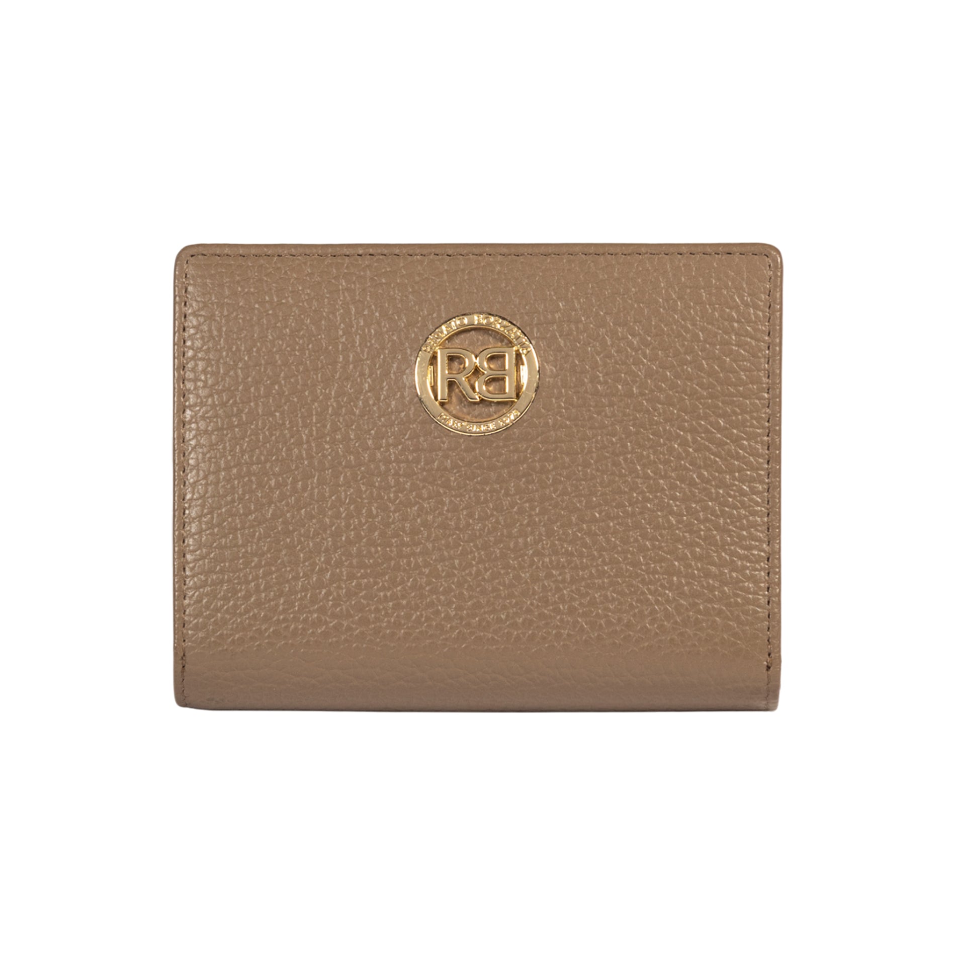 RB1080GAQ | Women's Wallet Made in Italy in Genuine Dollar Grain Leather. Taupe Color. Dimensions (closed): 13 x 9 x 2.5 cm-0