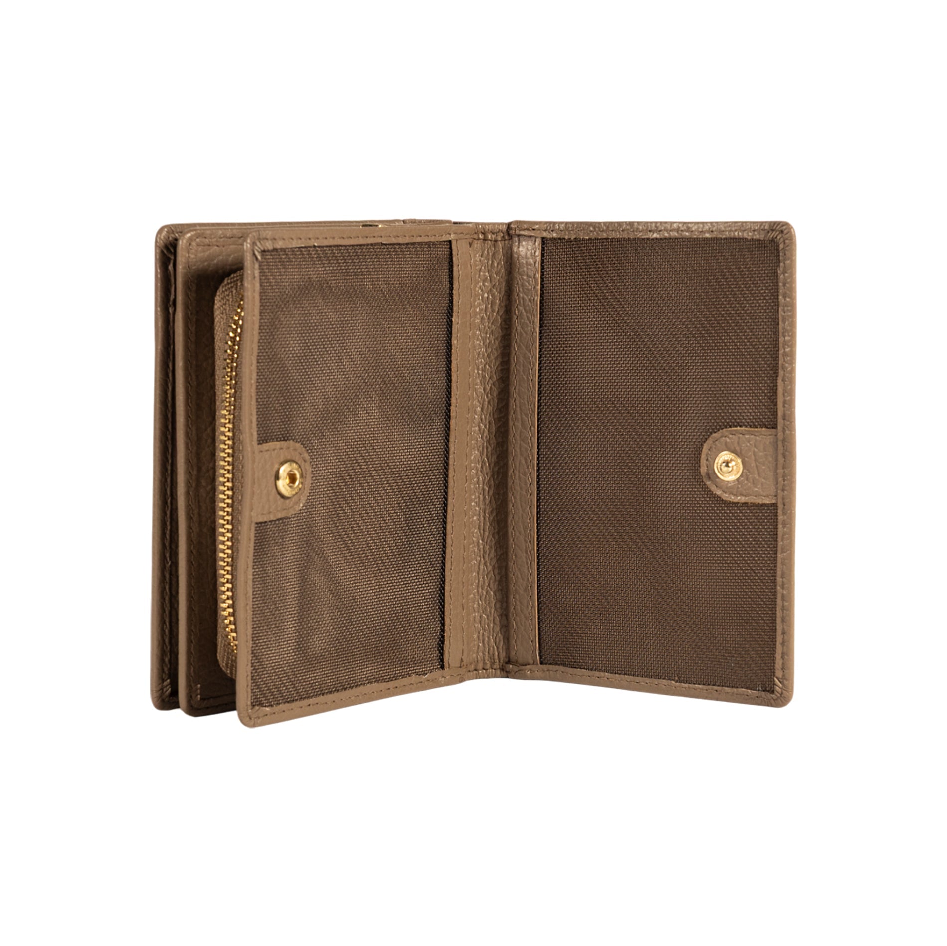 RB1080GAQ | Women's Wallet Made in Italy in Genuine Dollar Grain Leather. Taupe Color. Dimensions (closed): 13 x 9 x 2.5 cm-2