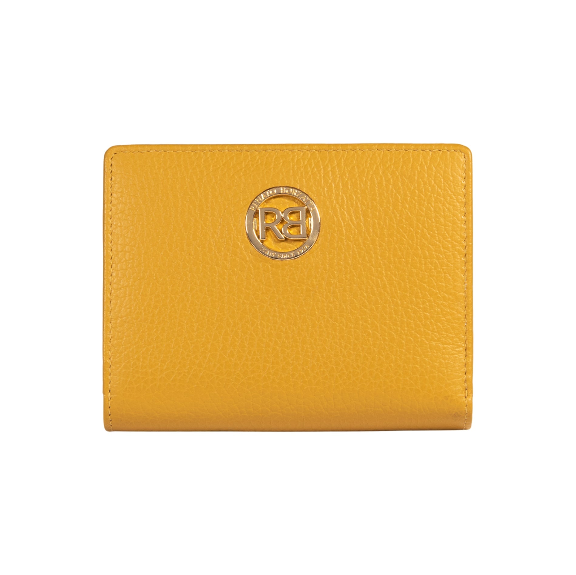 RB1080GAR | Women's Wallet Made in Italy in Genuine Dollar Grain Leather. Mustard Color. Dimensions (closed): 13 x 9 x 2.5 cm-0