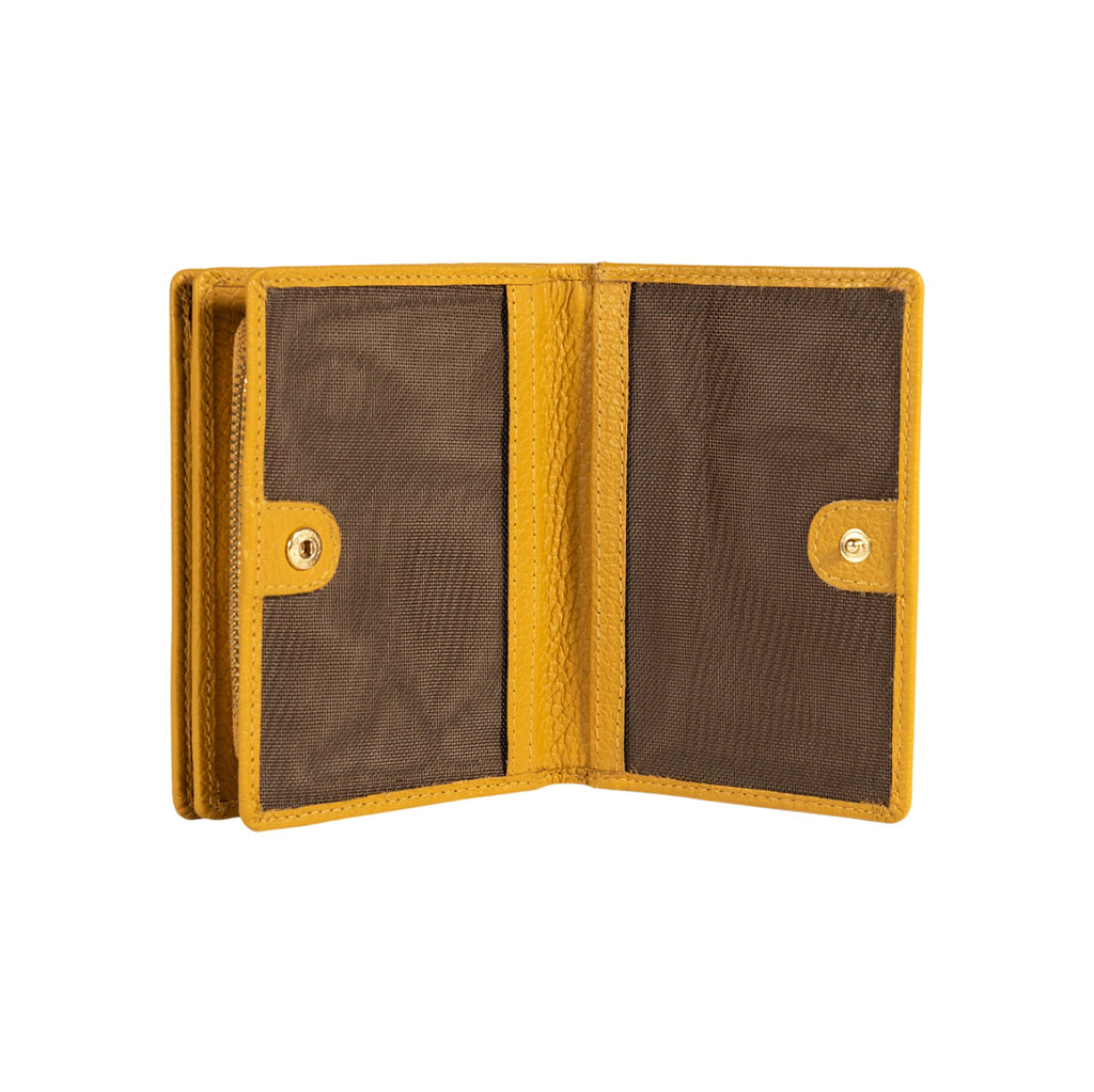 RB1080GAR | Women's Wallet Made in Italy in Genuine Dollar Grain Leather. Mustard Color. Dimensions (closed): 13 x 9 x 2.5 cm-2