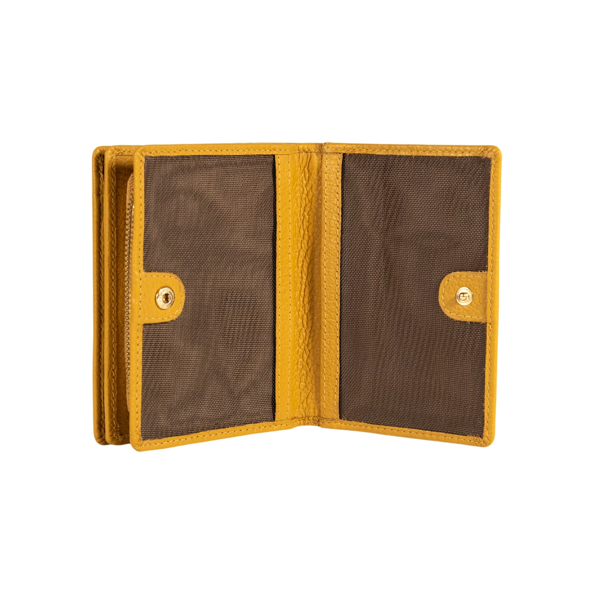 RB1080GAR | Women's Wallet Made in Italy in Genuine Dollar Grain Leather. Mustard Color. Dimensions (closed): 13 x 9 x 2.5 cm-2
