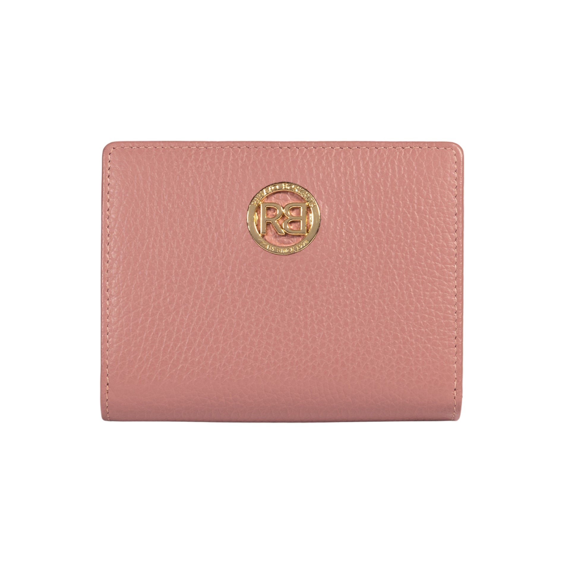 RB1080GAZ | Women's Wallet Made in Italy in Genuine Dollar Grain Leather. Antique Pink Color. Dimensions (closed): 13 x 9 x 2.5 cm-0
