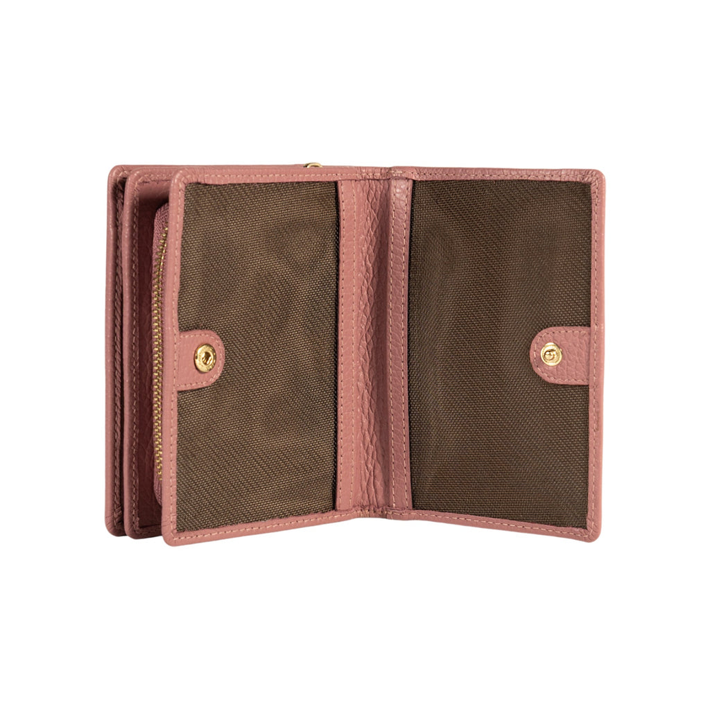 RB1080GAZ | Women's Wallet Made in Italy in Genuine Dollar Grain Leather. Antique Pink Color. Dimensions (closed): 13 x 9 x 2.5 cm-2