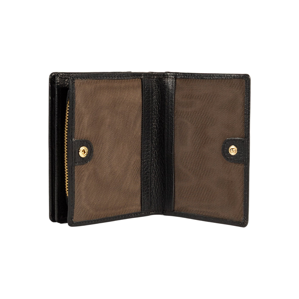 RB1080GA | Women's Wallet Made in Italy in Genuine Dollar Grain Leather. Color: Black. Dimensions (closed): 13 x 9 x 2.5 cm-2