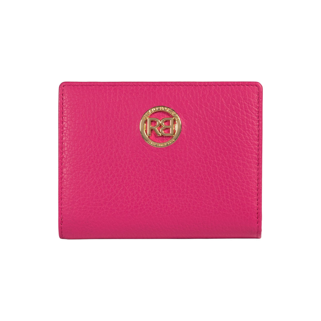 RB1080GBE | Women's Wallet Made in Italy in Genuine Dollar Grain Leather. Fuchsia Color. Dimensions (closed): 13 x 9 x 2.5 cm-0