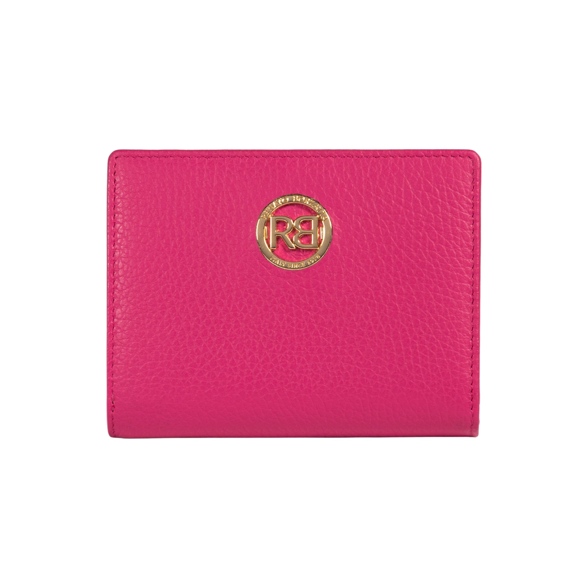 RB1080GBE | Women's Wallet Made in Italy in Genuine Dollar Grain Leather. Fuchsia Color. Dimensions (closed): 13 x 9 x 2.5 cm-0