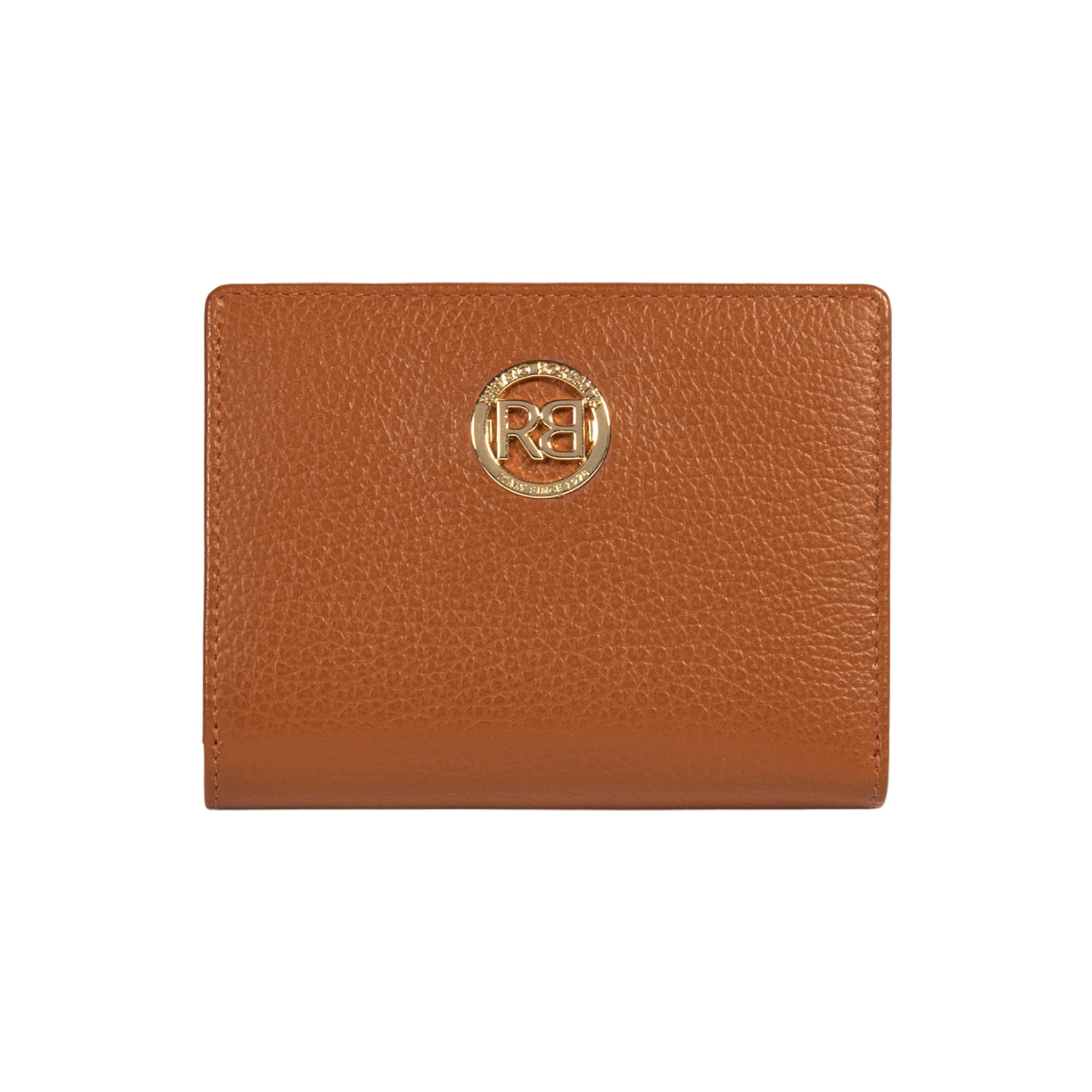 RB1080GS | Women's Wallet Made in Italy in Genuine Dollaro Grain Leather. Cognac Color. Dimensions (closed): 13 x 9 x 2.5 cm-0