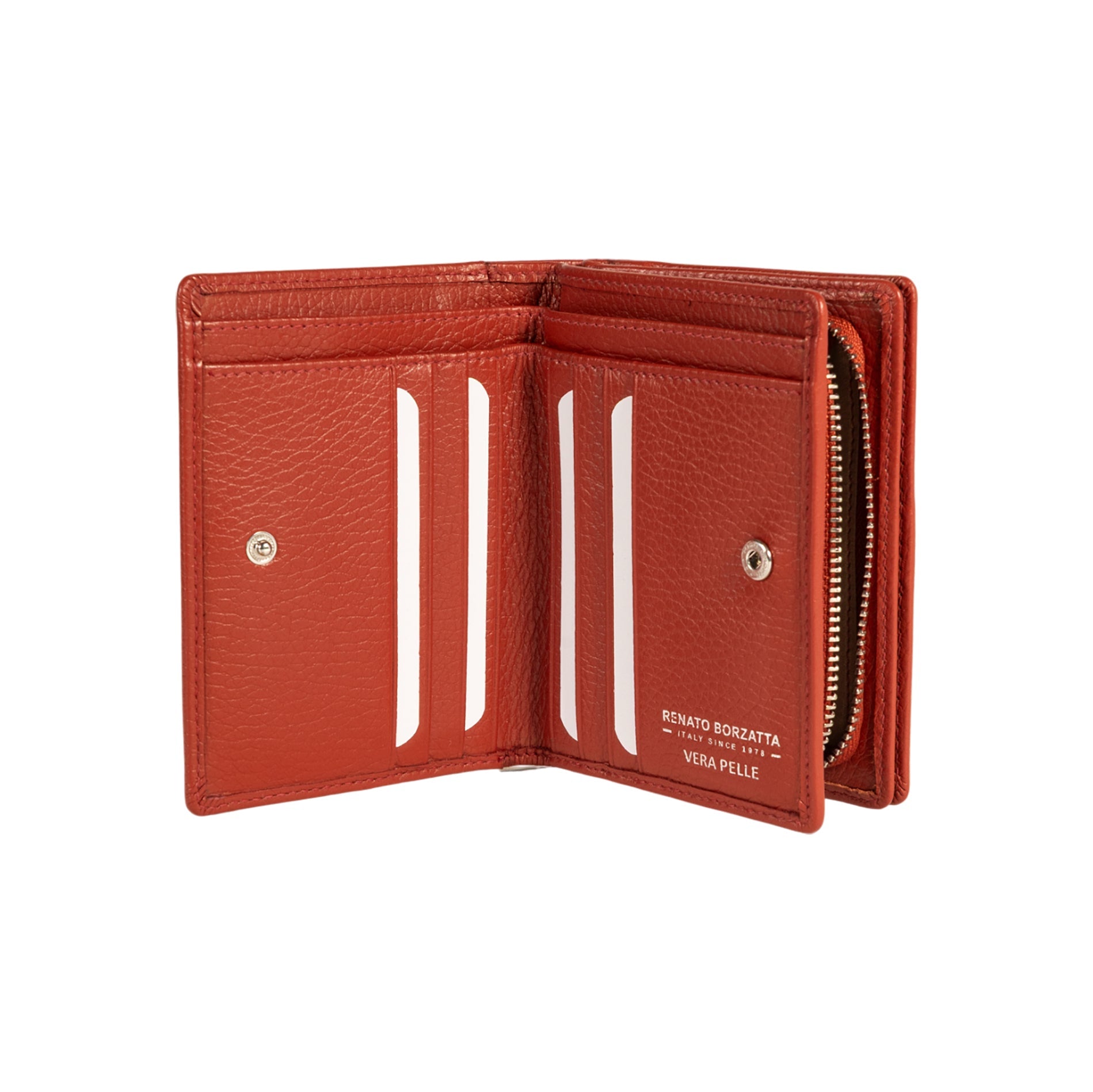 RB1080SAM | Women's Wallet Made in Italy in Genuine Dollar Grain Leather. Paprika Color. Dimensions (closed): 13 x 9 x 2.5 cm-1