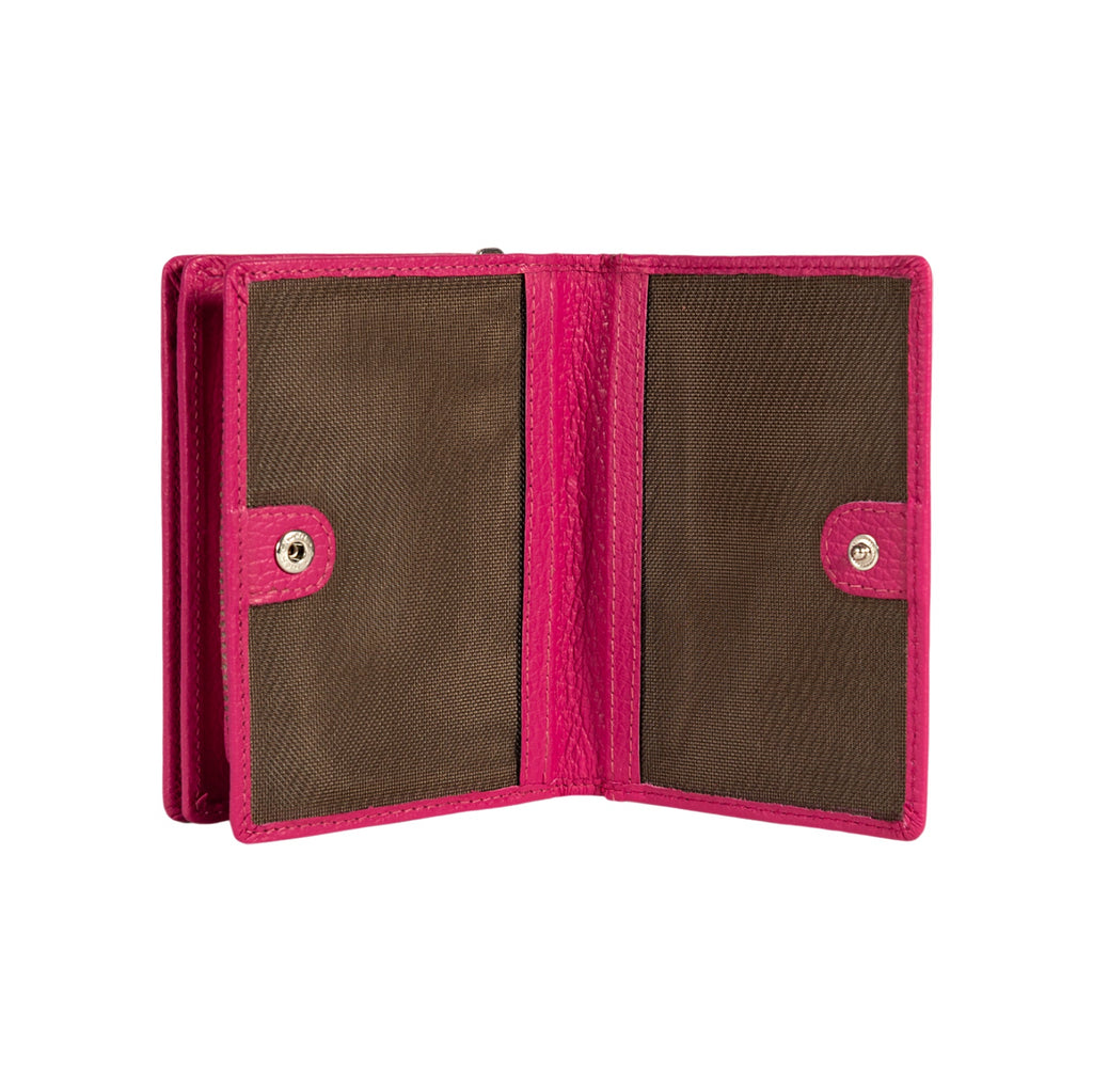 RB1080SBE | Women's Wallet Made in Italy in Genuine Dollar Grain Leather. Color: Fuchsia. Dimensions (closed): 13 x 9 x 2.5 cm-2