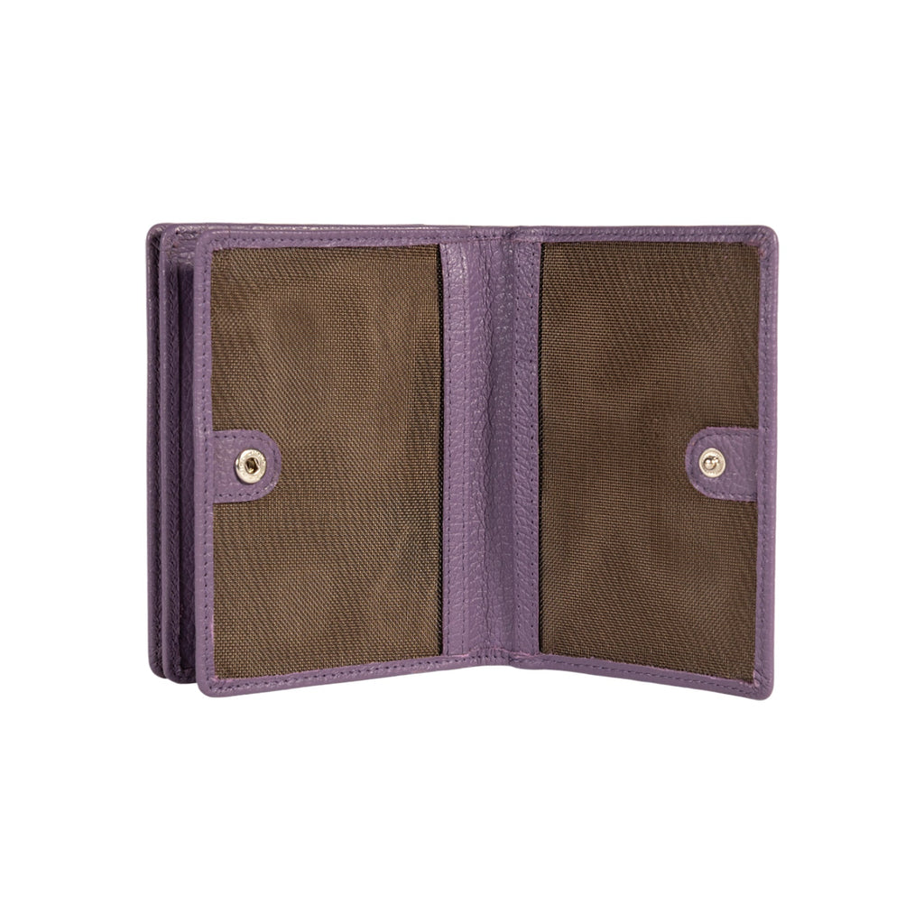 RB1080SY | Women's Wallet Made in Italy in Genuine Dollar Grain Leather. Color: Purple. Dimensions (closed): 13 x 9 x 2.5 cm-2