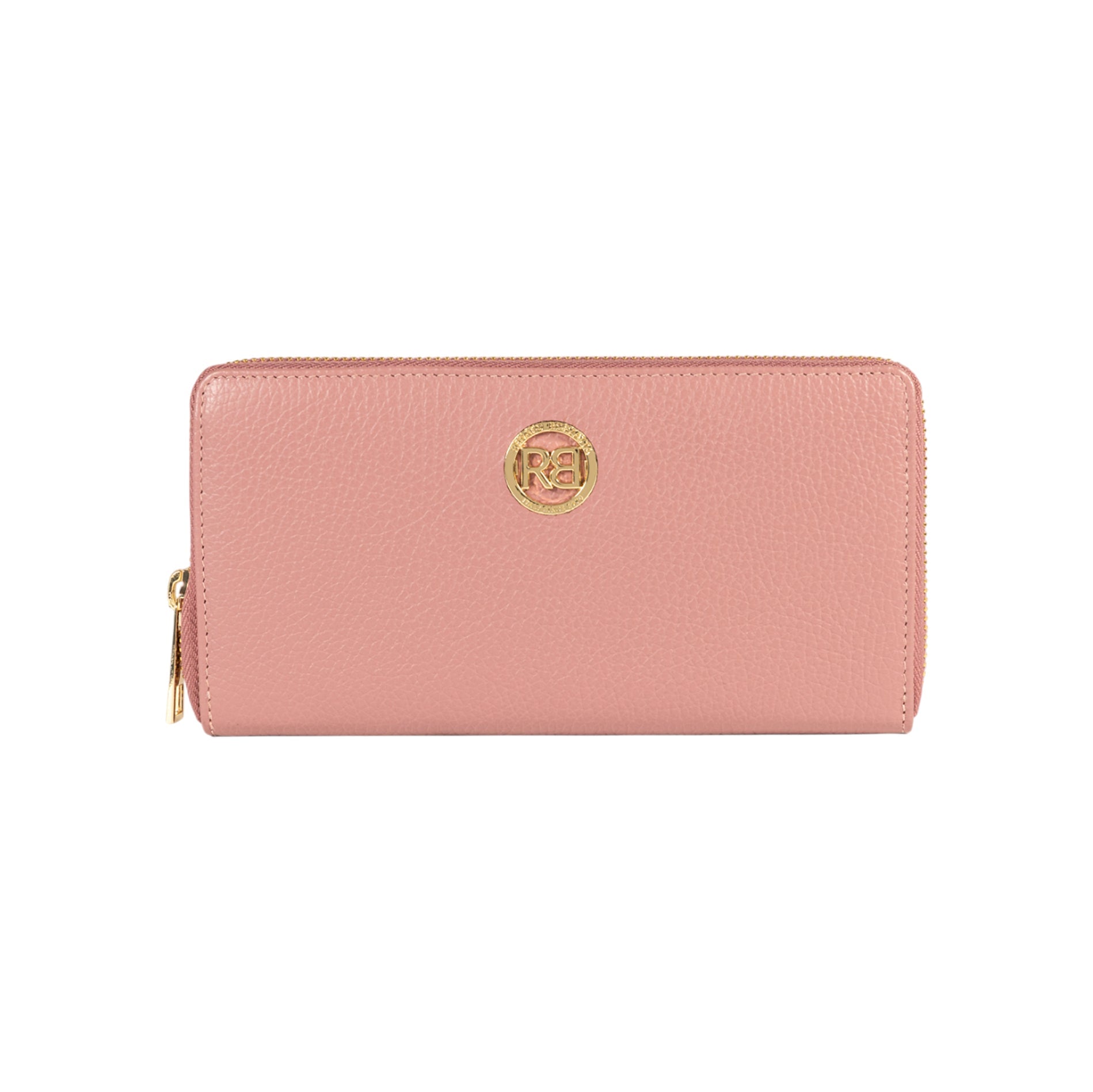 RB1081GAZ | Women's zip-up wallet, Made in Italy in genuine grained leather. Antique pink color. Dimensions: 20 x 10 x 2.5 cm.-0
