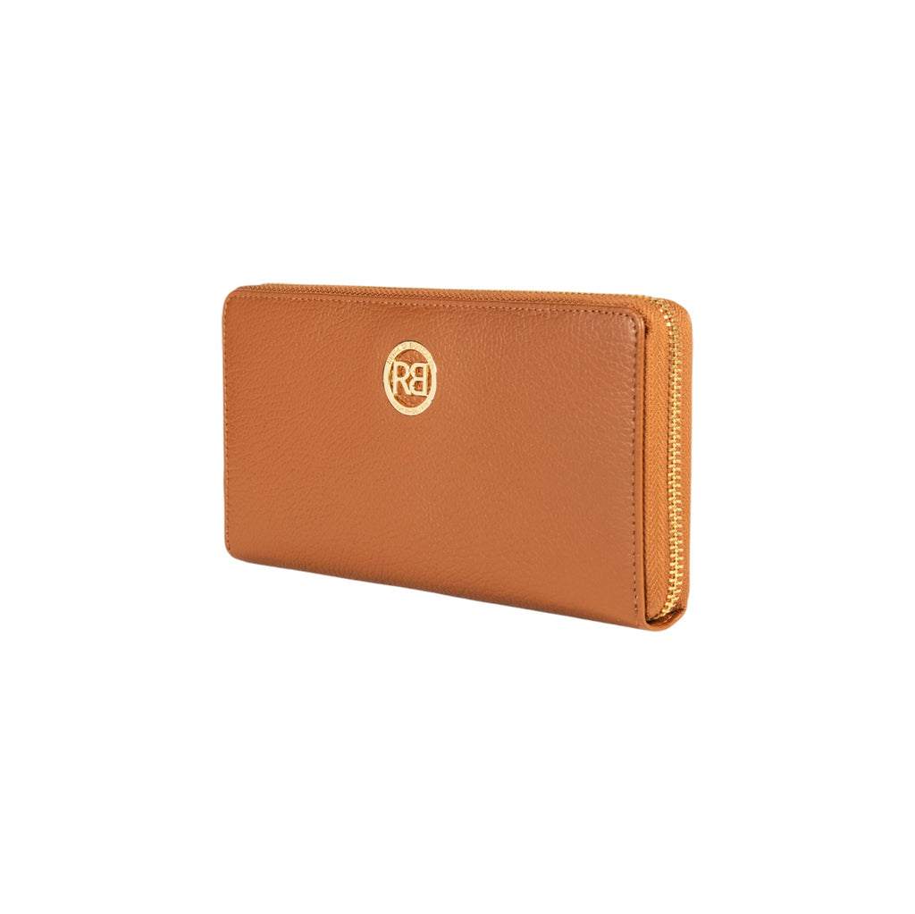 RB1081GS | Women's zip-up wallet made in Italy in genuine grained leather. Cognac color. Dimensions: 20 x 10 x 2.5 cm-1