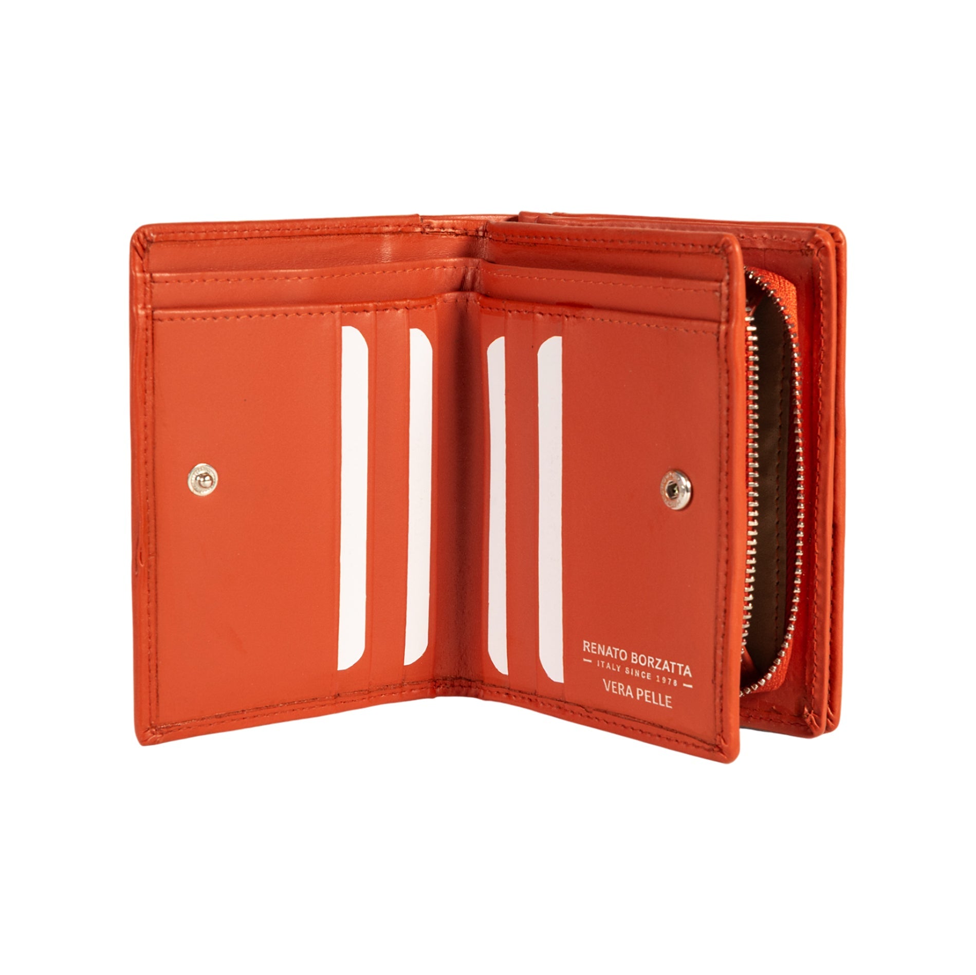 RB1083SAM | Women's Wallet Made in Italy in Genuine Smooth Matte Leather. Paprika Color. Dimensions (closed): 13 x 9 x 2.5 cm-1