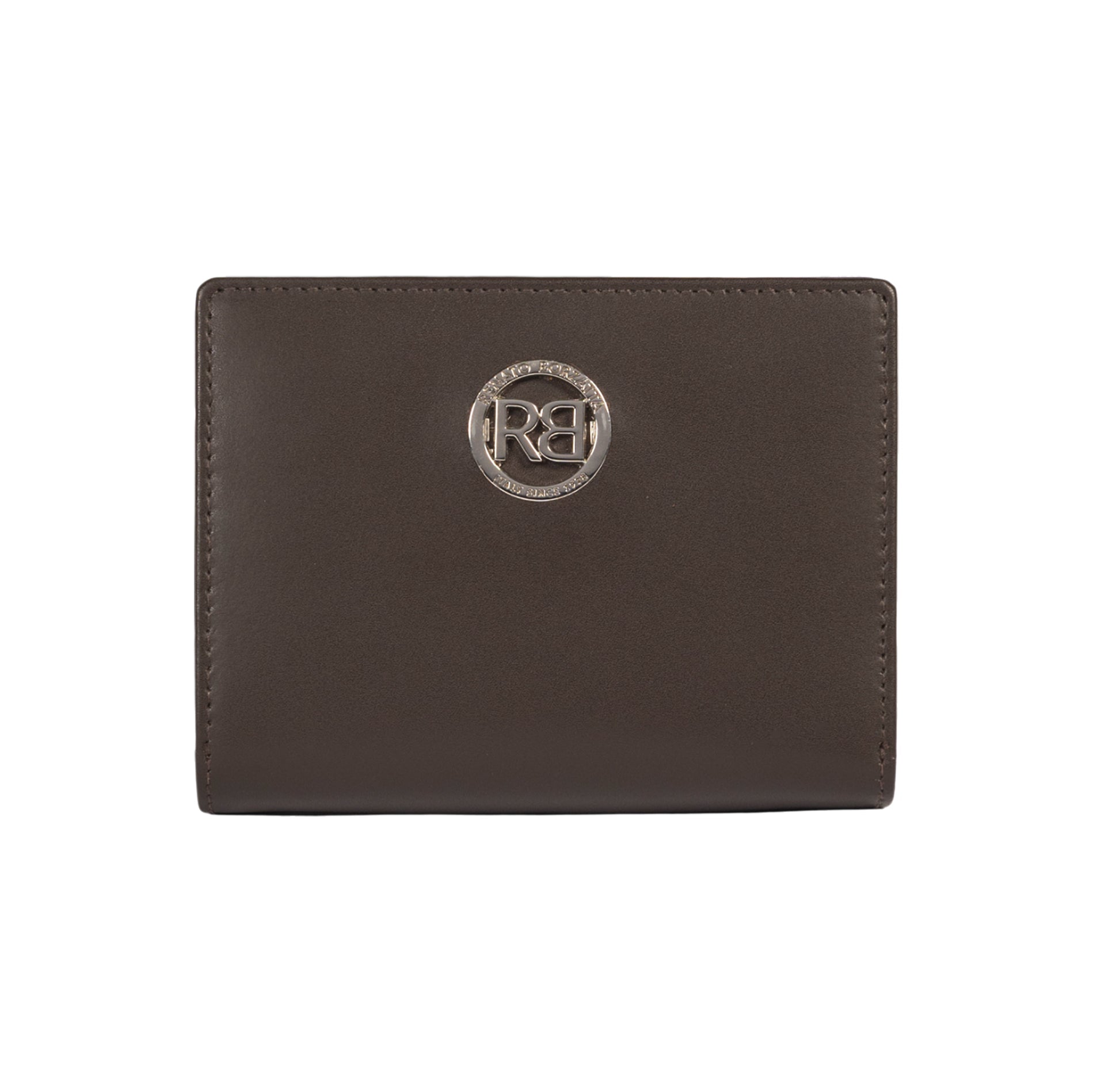 RB1083SB | Women's Wallet Made in Italy in Genuine Smooth Matte Leather. Dark Brown. Dimensions (closed): 13 x 9 x 2.5 cm-0