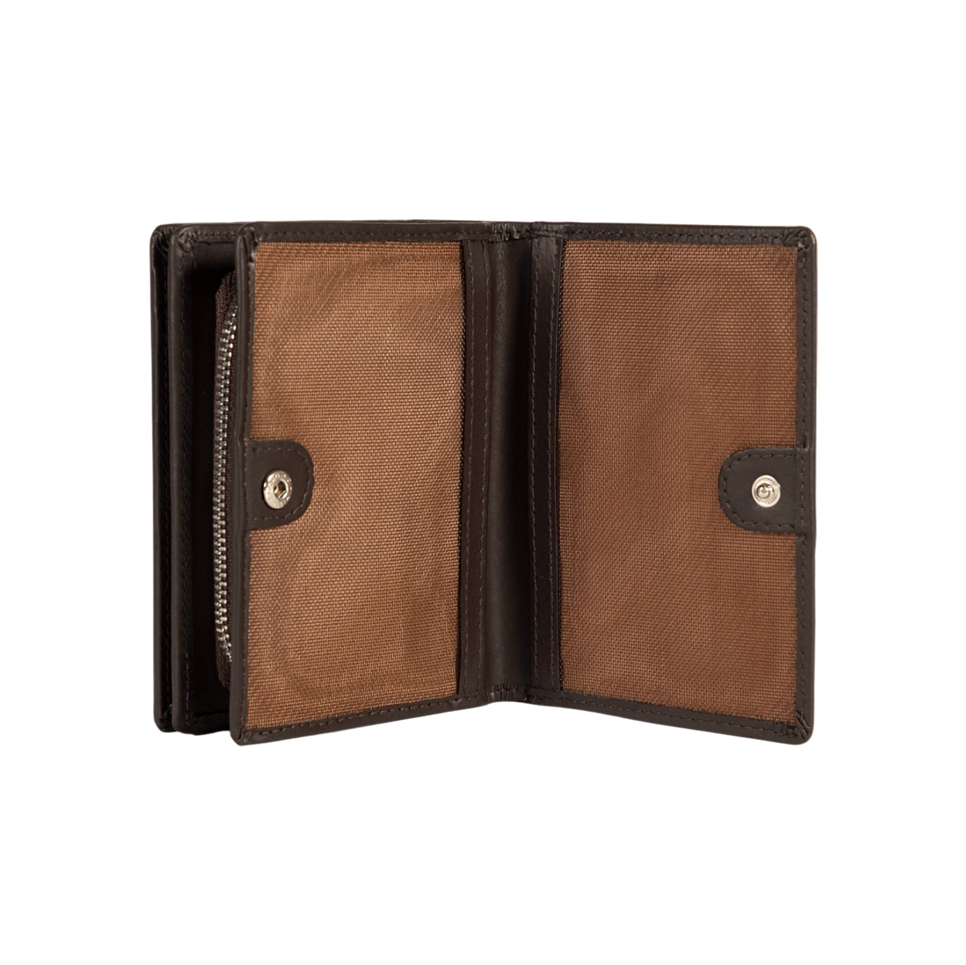 RB1083SB | Women's Wallet Made in Italy in Genuine Smooth Matte Leather. Dark Brown. Dimensions (closed): 13 x 9 x 2.5 cm-2
