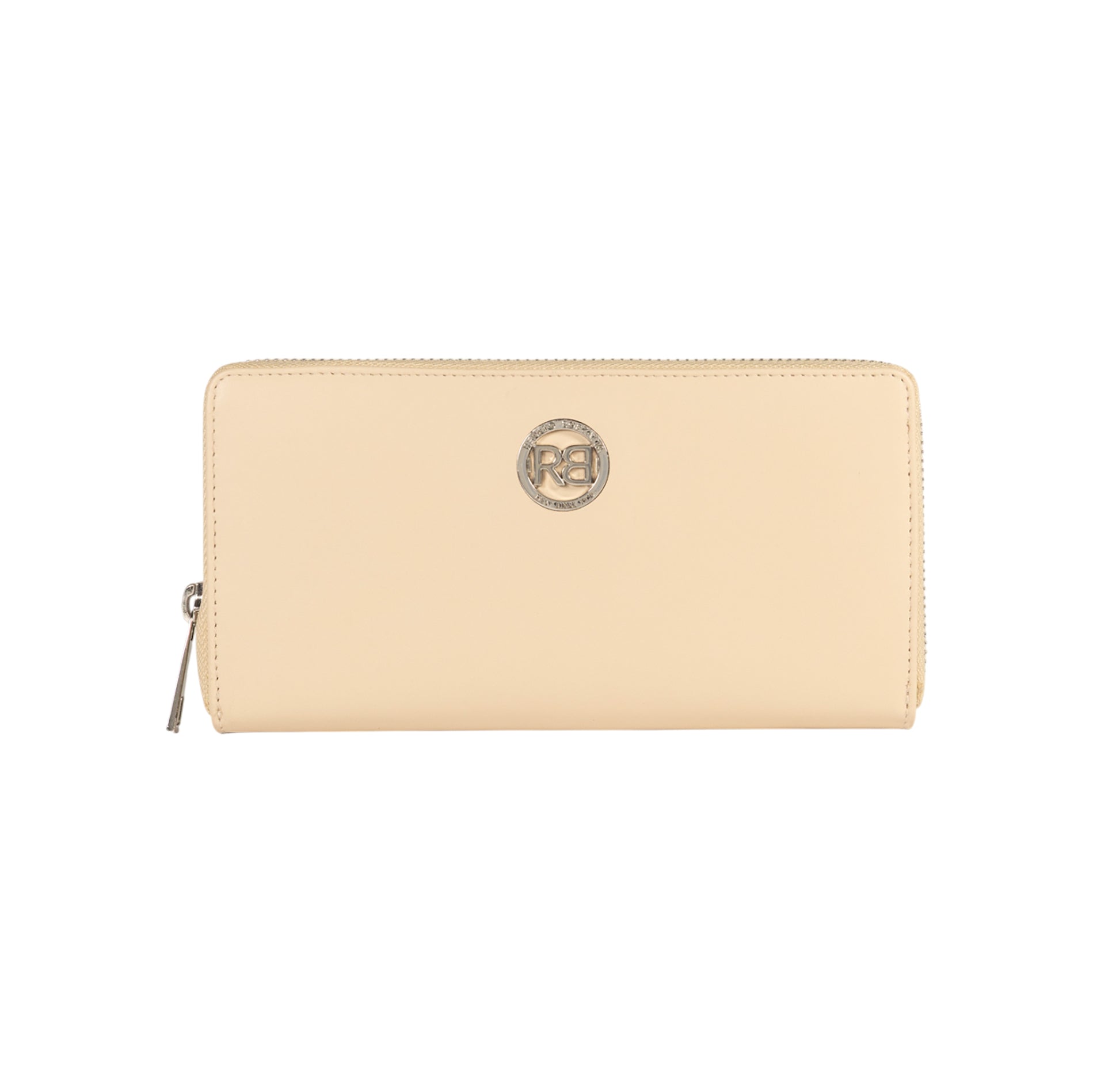 RB1084SAL | Women's zippered wallet made in Italy in smooth, matte genuine leather. Beige color. Dimensions: 20 x 10 x 2.5 cm.-0