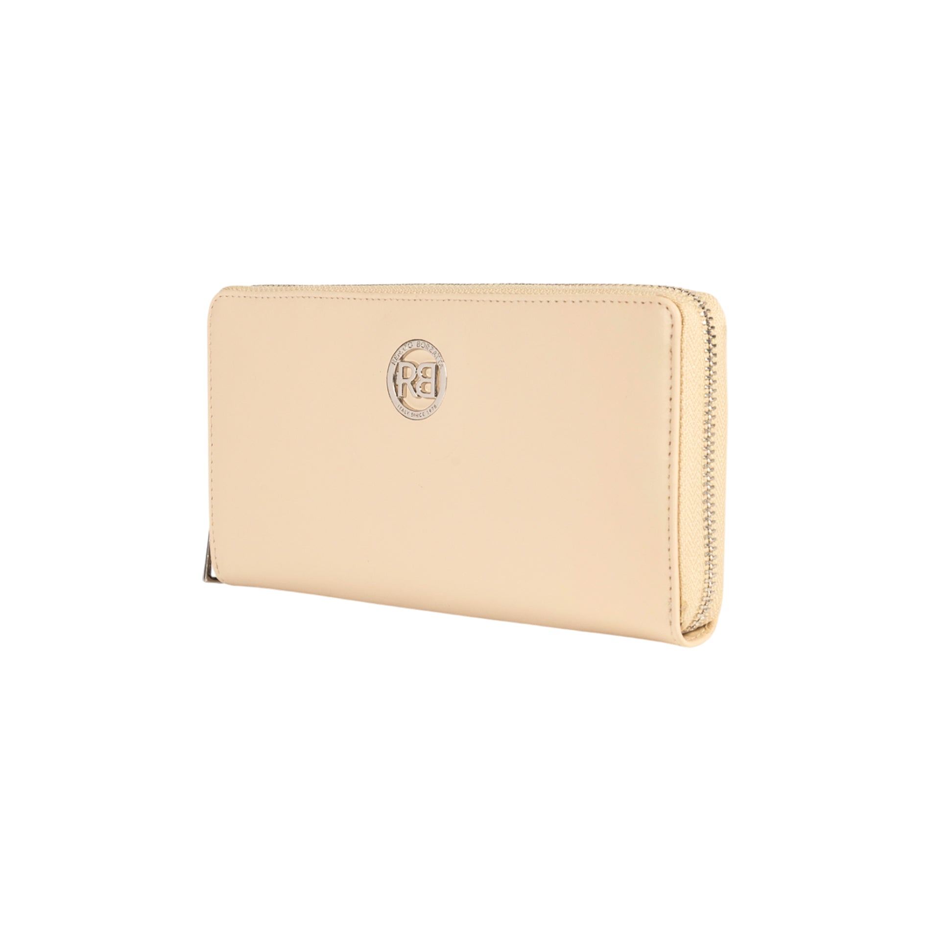 RB1084SAL | Women's zippered wallet made in Italy in smooth, matte genuine leather. Beige color. Dimensions: 20 x 10 x 2.5 cm.-1
