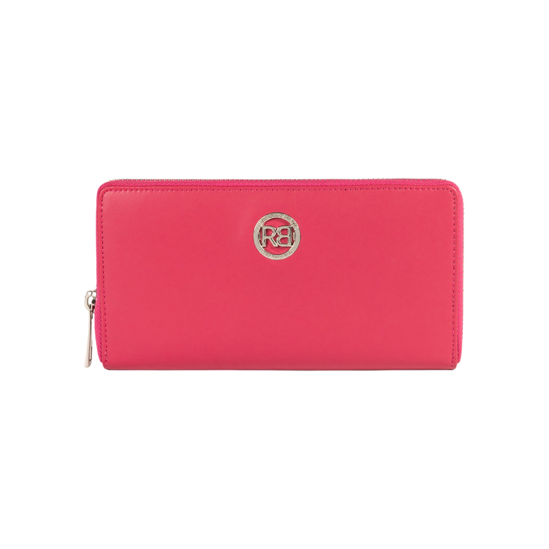 RB1084SBE | Women's zippered wallet made in Italy in smooth, matte genuine leather. Color: Fuchsia. Dimensions: 20 x 10 x 2.5 cm.-0