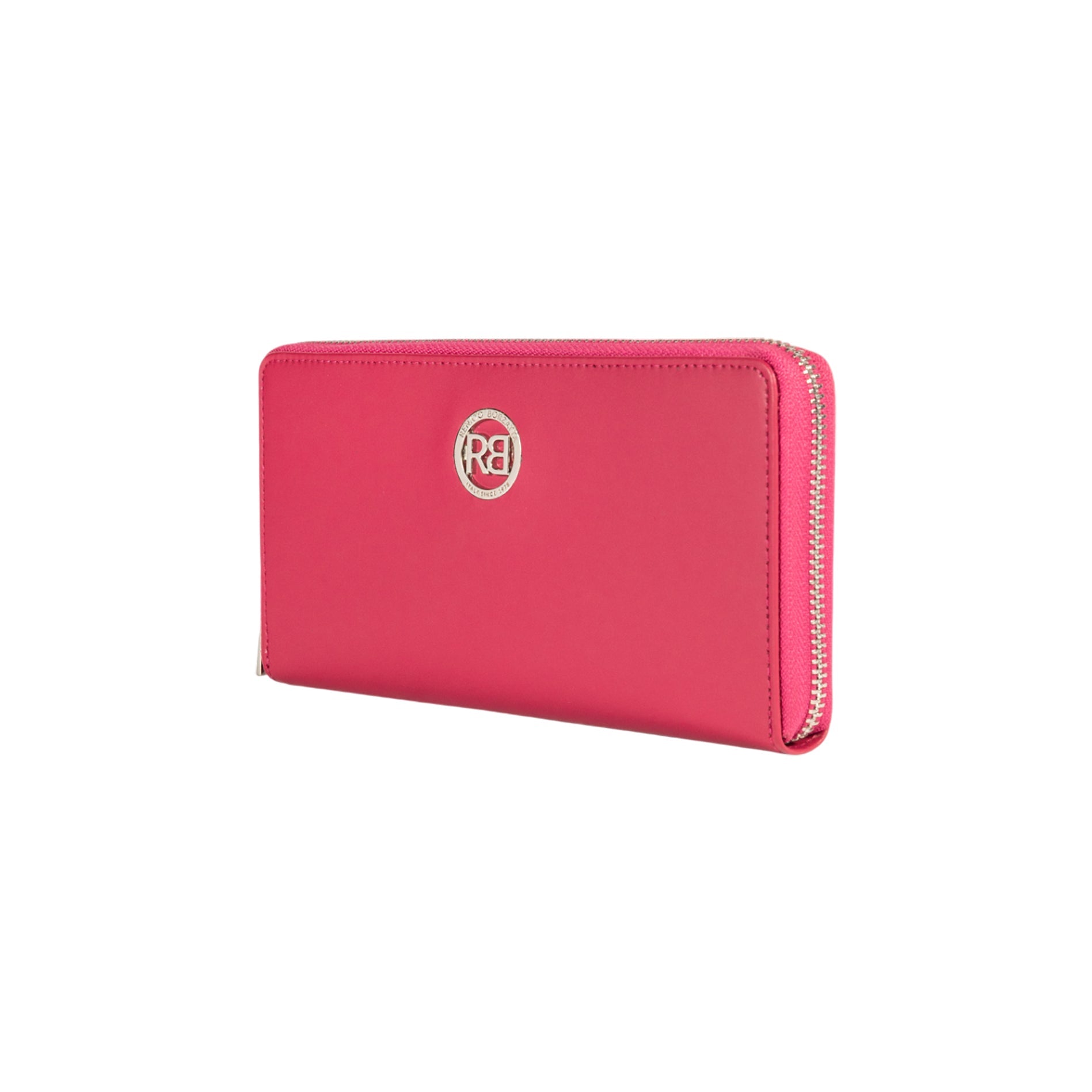 RB1084SBE | Women's zippered wallet made in Italy in smooth, matte genuine leather. Color: Fuchsia. Dimensions: 20 x 10 x 2.5 cm.-1