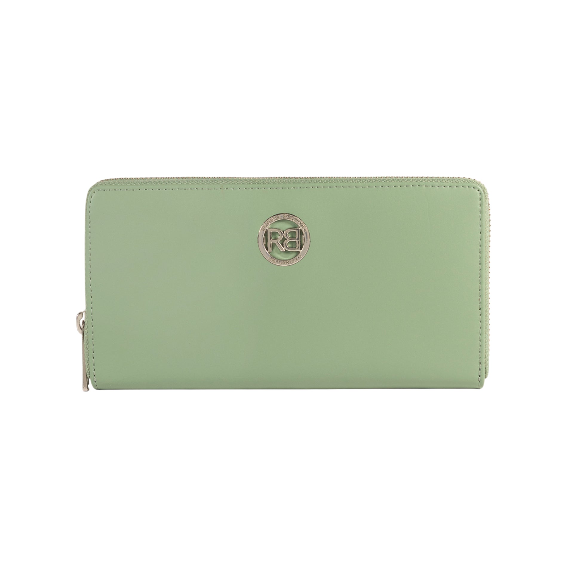 RB1084SBF | Women's zippered wallet made in Italy in smooth, matte genuine leather. Mint color. Dimensions: 20 x 10 x 2.5 cm.-0