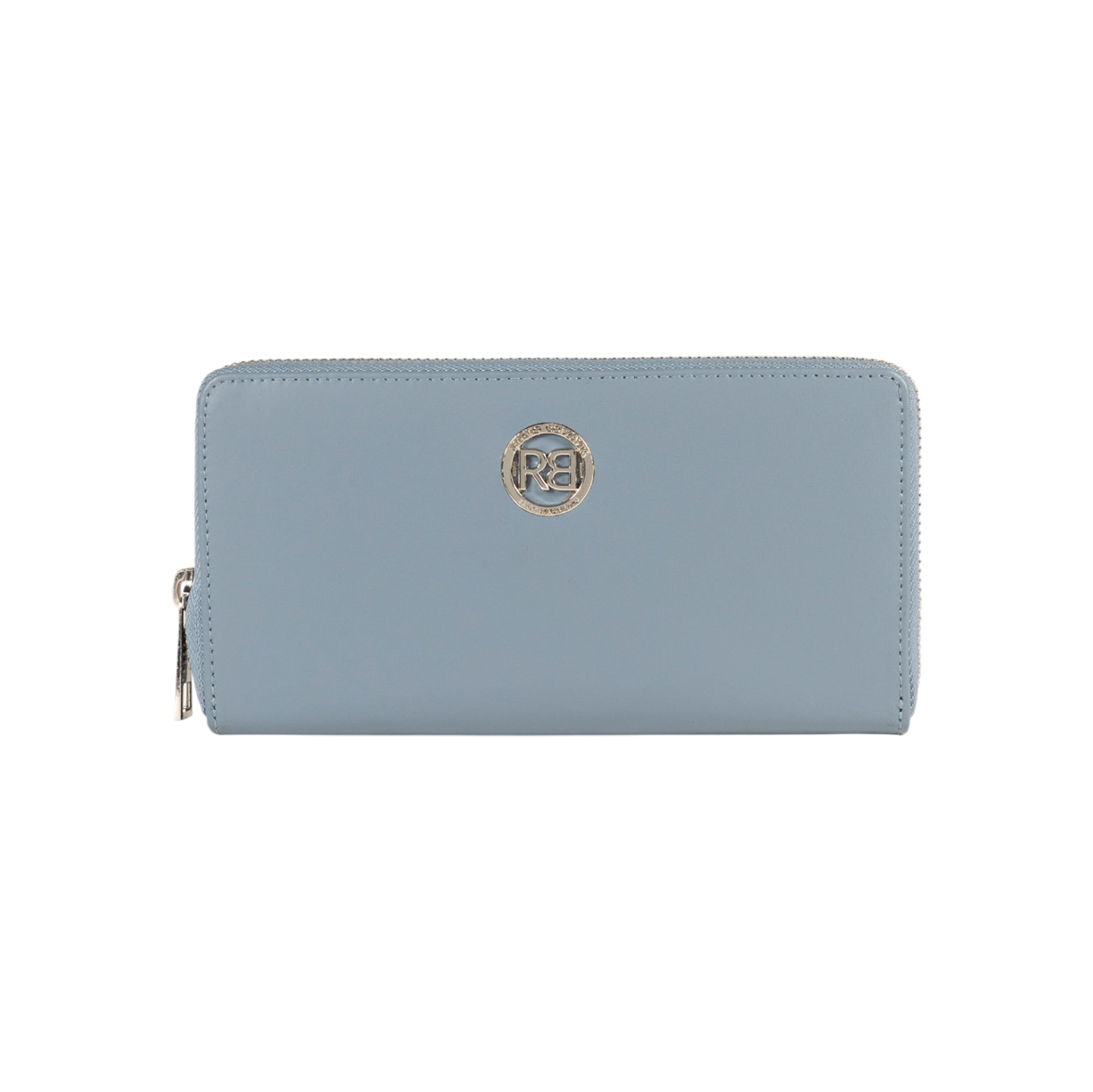 RB1084SP | Women's zippered wallet made in Italy in smooth, matte leather. Color: Air Force Blue. Dimensions: 20 x 10 x 2.5 cm.-0
