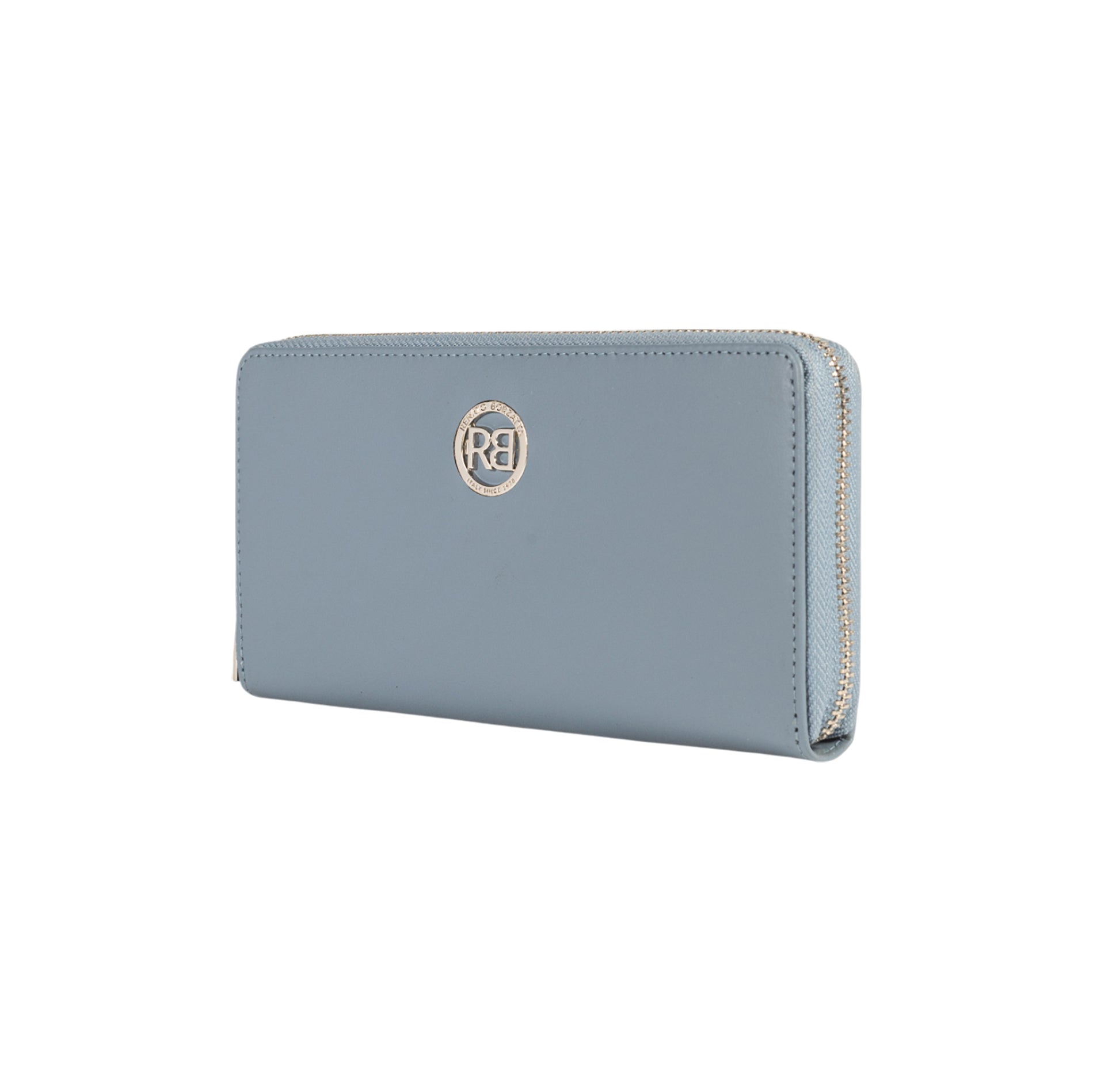 RB1084SP | Women's zippered wallet made in Italy in smooth, matte leather. Color: Air Force Blue. Dimensions: 20 x 10 x 2.5 cm.-1
