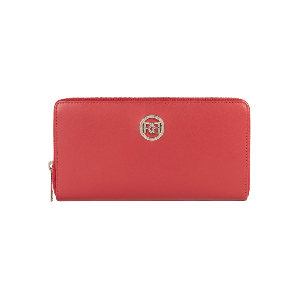 RB1084SV | Women's zippered wallet made in Italy in smooth, matte genuine leather. Color: Red. Dimensions: 20 x 10 x 2.5 cm-0