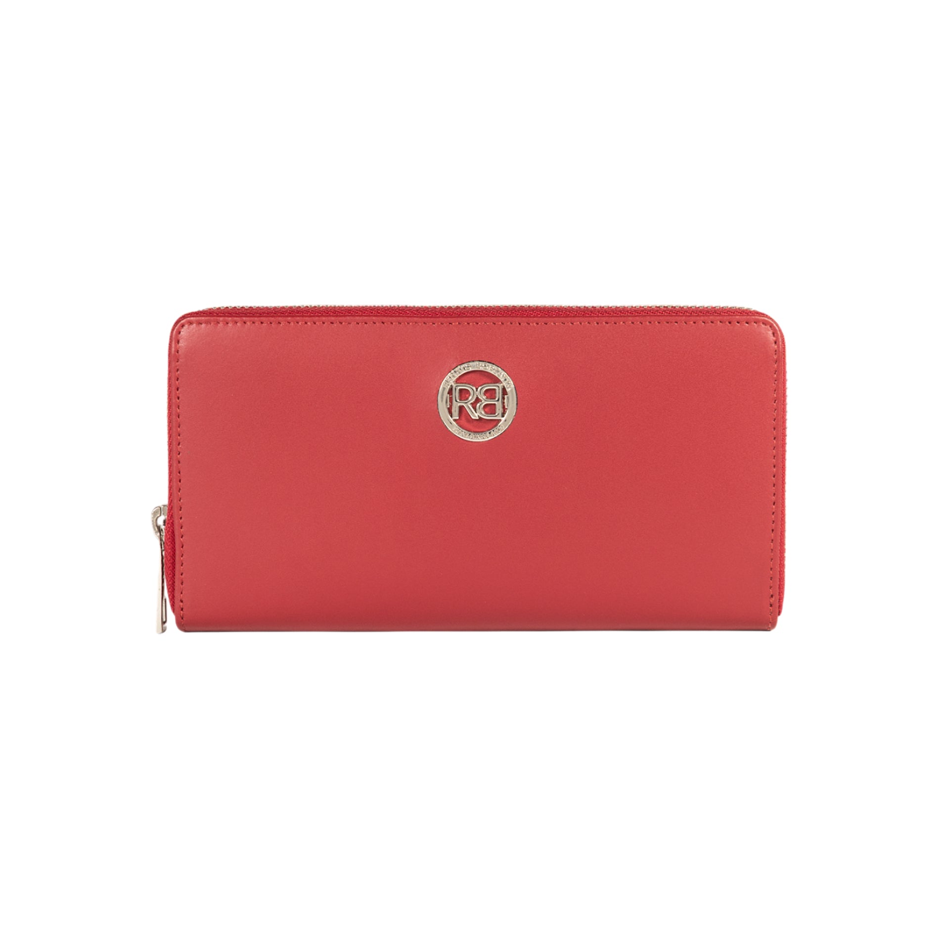 RB1084SV | Women's zippered wallet made in Italy in smooth, matte genuine leather. Color: Red. Dimensions: 20 x 10 x 2.5 cm-0
