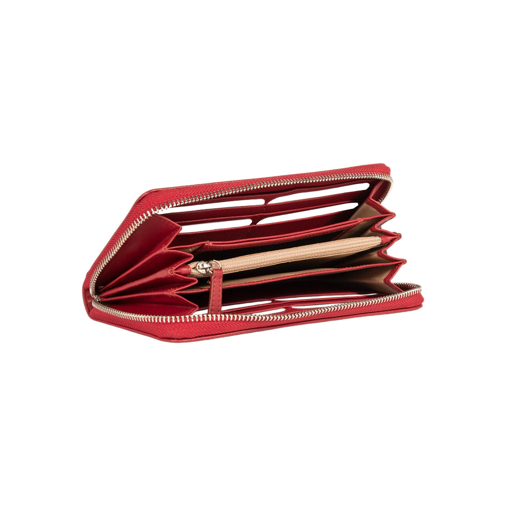 RB1084SV | Women's zippered wallet made in Italy in smooth, matte genuine leather. Color: Red. Dimensions: 20 x 10 x 2.5 cm-2