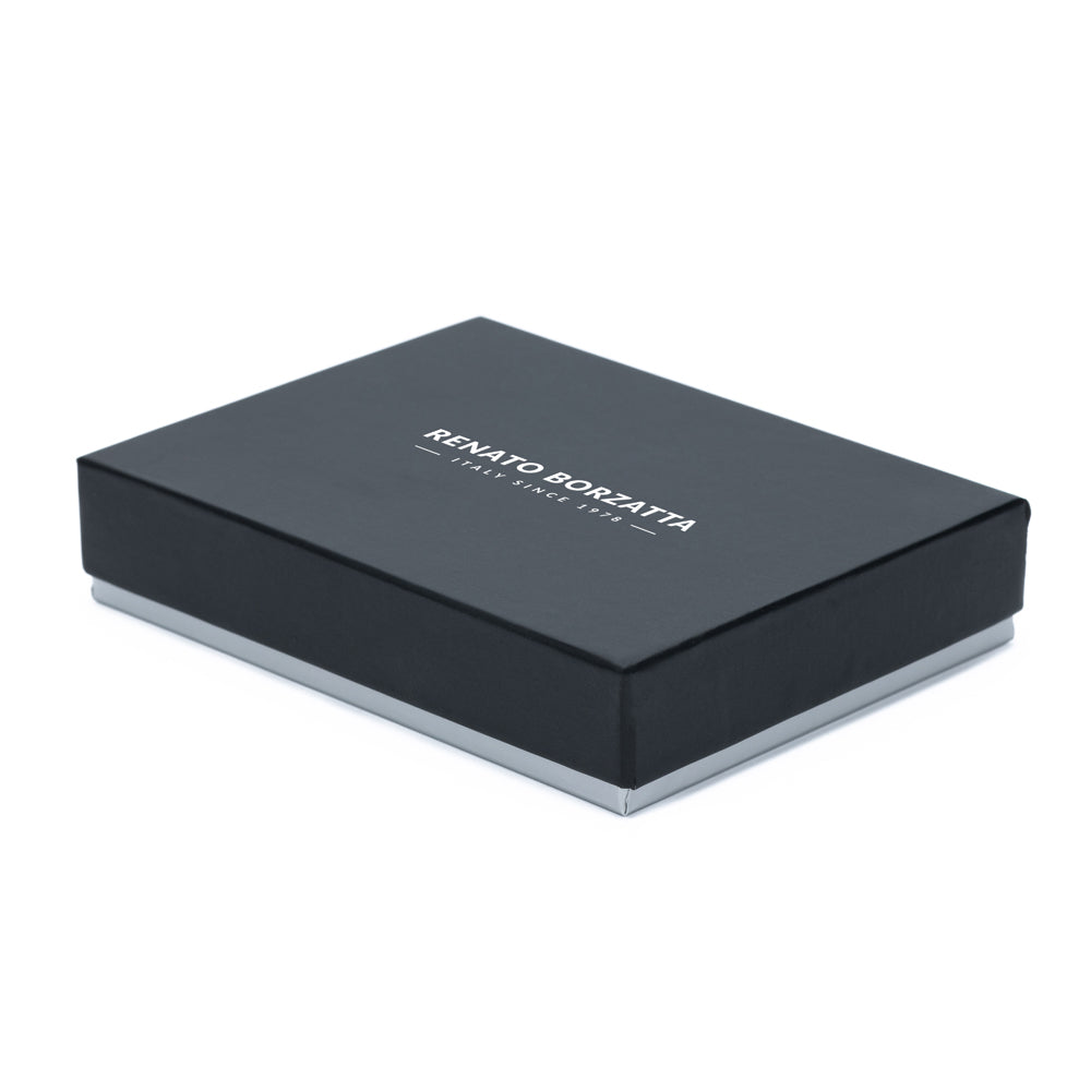 RB12080A | Portafogli Donna in Vera Pelle pieno fiore, con leggera grana. Colore Nero. Protezione RFID. Dimensioni: cm 20 x 10 x 2,5. Confezione: Scatola regalo fondo/coperchio-3