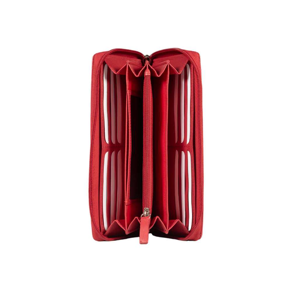 RB12080V | Portafogli Donna in Vera Pelle pieno fiore, con leggera grana. Colore Rosso. Protezione RFID. Dimensioni: cm 20 x 10 x 2,5. Confezione: Scatola regalo fondo/coperchio-1
