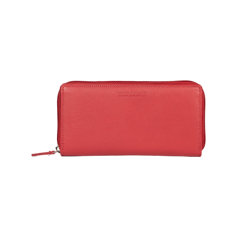 RB12080V | Portafogli Donna in Vera Pelle pieno fiore, con leggera grana. Colore Rosso. Protezione RFID. Dimensioni: cm 20 x 10 x 2,5. Confezione: Scatola regalo fondo/coperchio-2