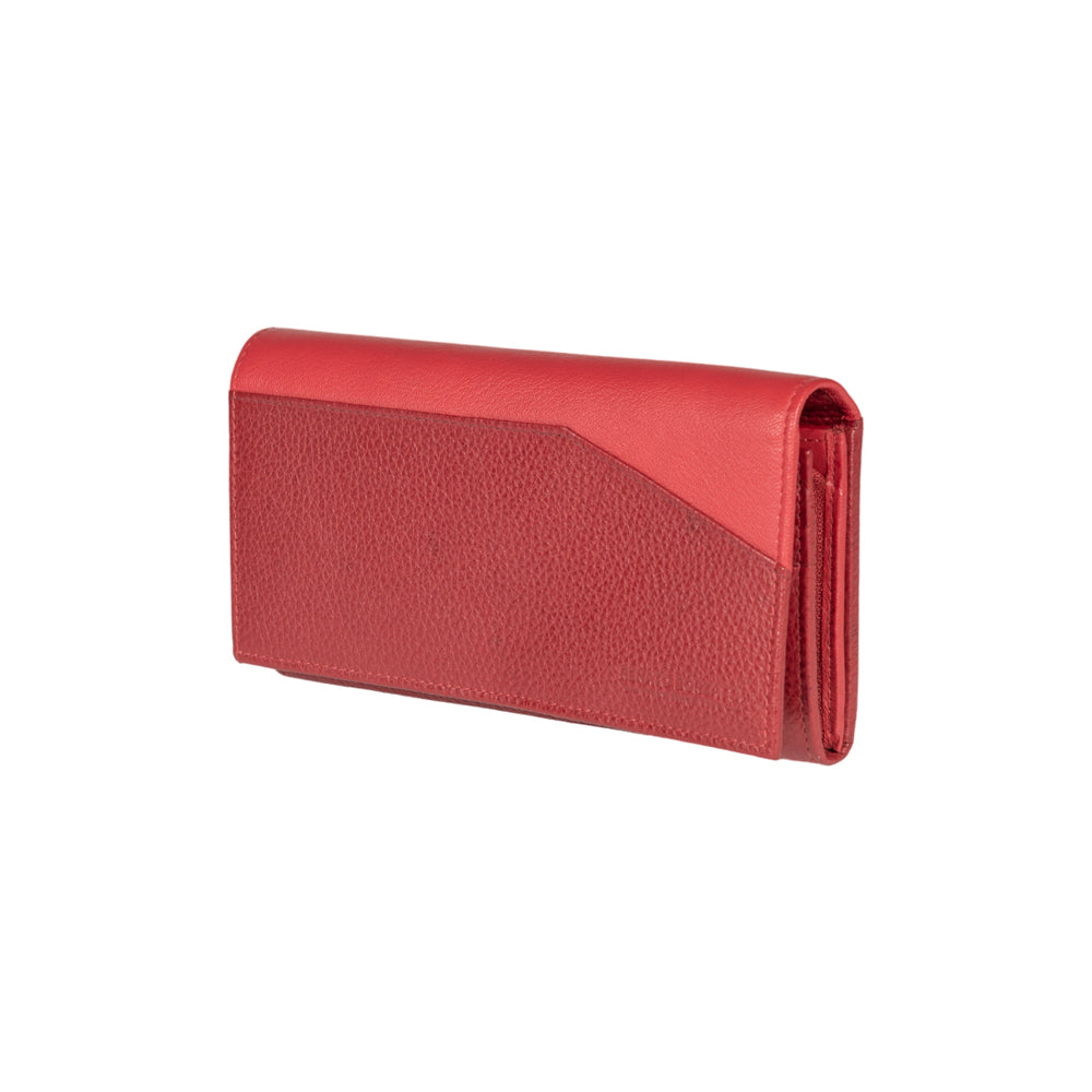 RB12129V | Portafogli Donna in Vera Pelle pieno fiore, grana dollaro/leggera. Colore Rosso. Protezione RFID. Dimensioni da chiuso: cm 18,5 x 10 x 3. Confezione: Scatola regalo fondo/coperchio-0