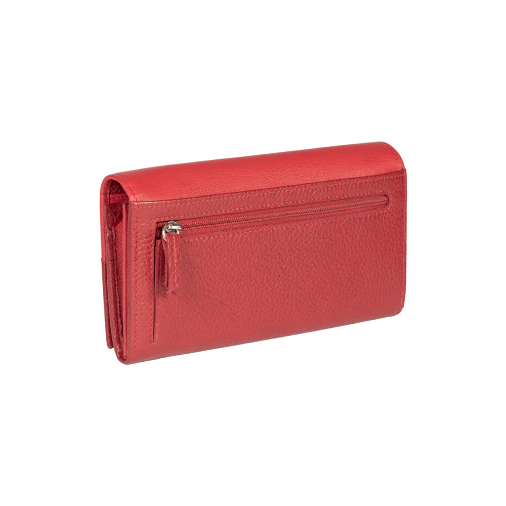RB12129V | Portafogli Donna in Vera Pelle pieno fiore, grana dollaro/leggera. Colore Rosso. Protezione RFID. Dimensioni da chiuso: cm 18,5 x 10 x 3. Confezione: Scatola regalo fondo/coperchio-3