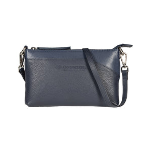 RB2003D | Borsa a Tracolla/Polso in Vera Pelle pieno fiore, grana dollaro/leggera. Tracolla e maniglia removibili. Colore Blu. Dimensioni: cm 22 x 14 x 2,5. Confezione: Sacchetto in Tessuto non Tessuto-0