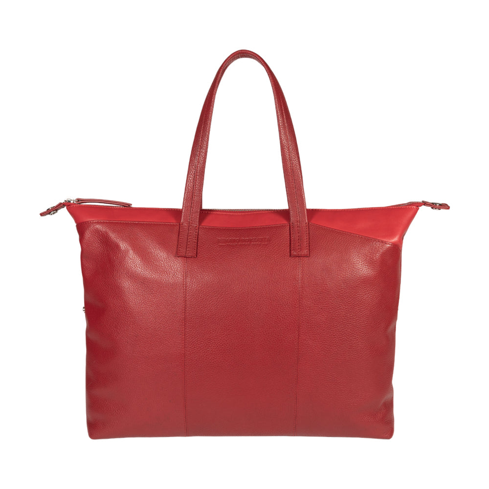 RB2004V | Shopping Bag Convertible to Trunk made of genuine full grain leather, dollar/light grain. Double handles. Red color. Dimensions: 43 x 36 x 14 cm. Packaging: Non-Woven Fabric Bag.-2