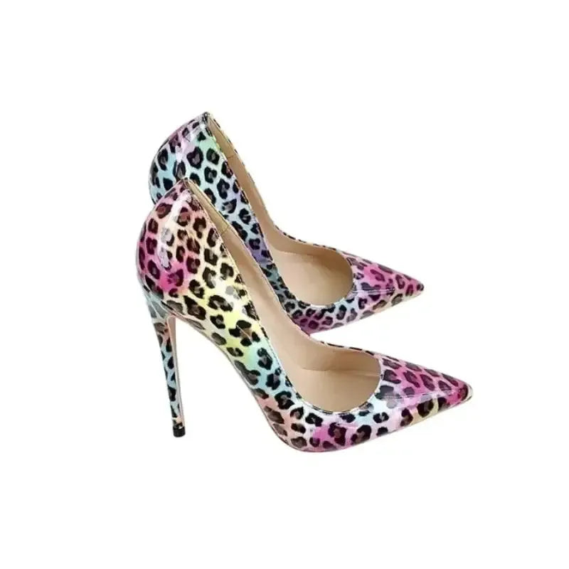 Colorful Leopard Print Stiletto High Heels Shoes-5