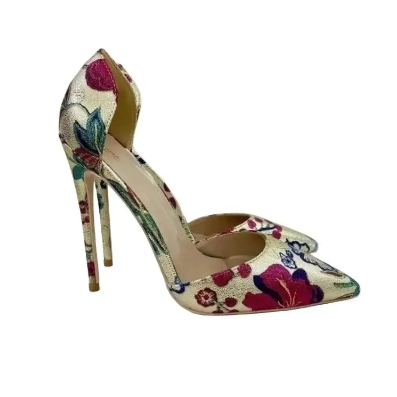 Gold Hollow High Heels Stiletto Shoes-6