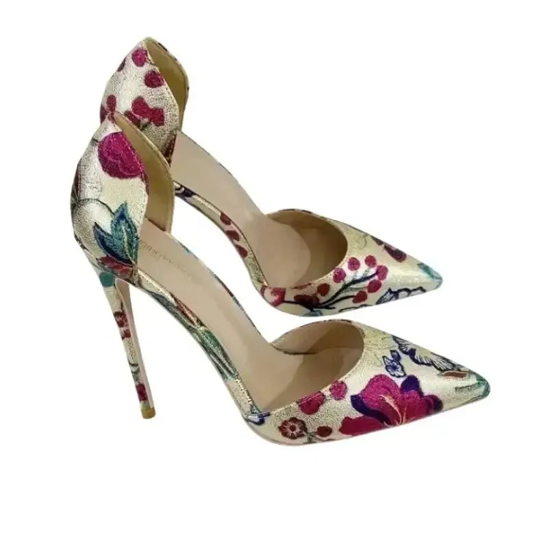 Gold Hollow High Heels Stiletto Shoes-0